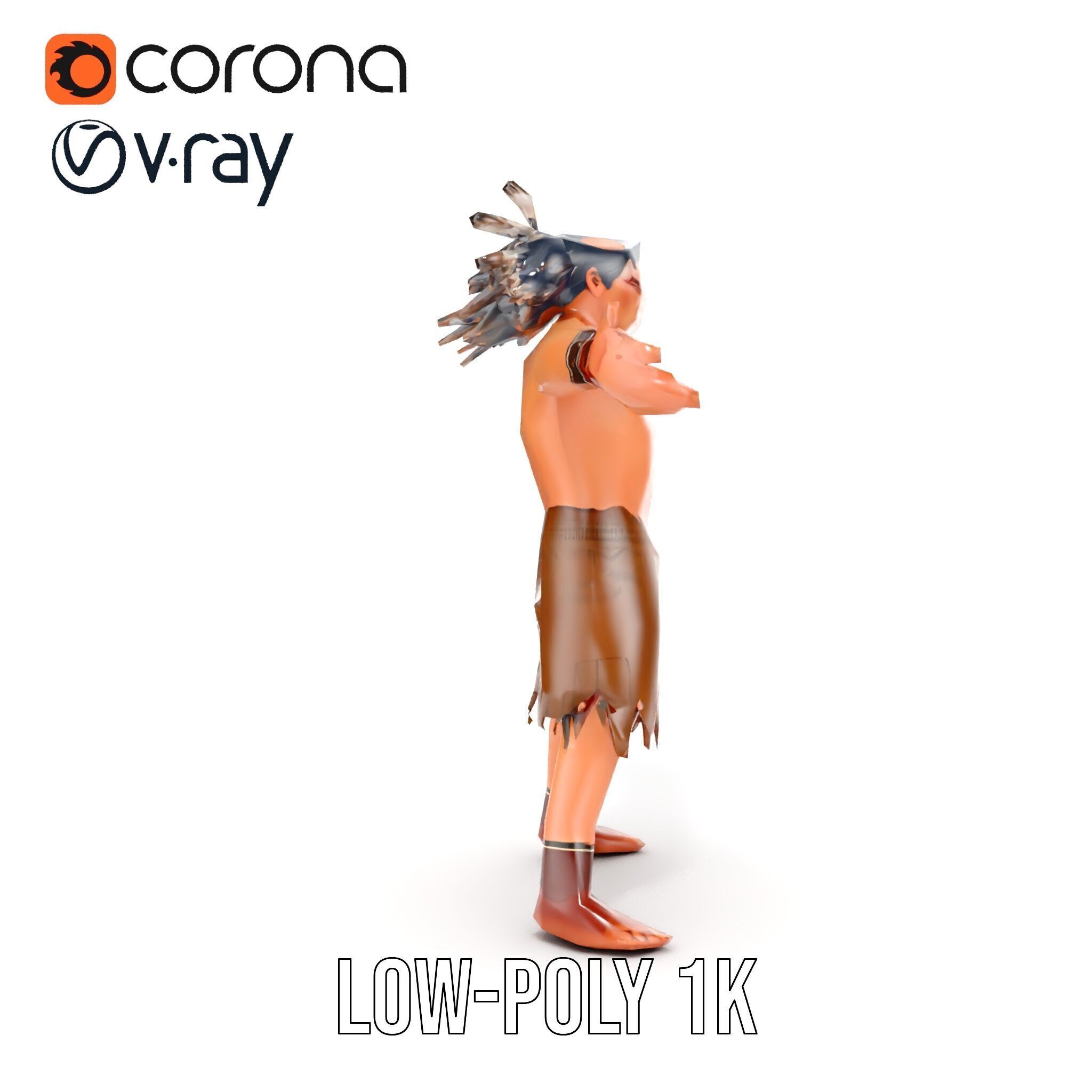 Warrior of the Plains  Rigged and Animated D Character Model Low-poly 3D model_10