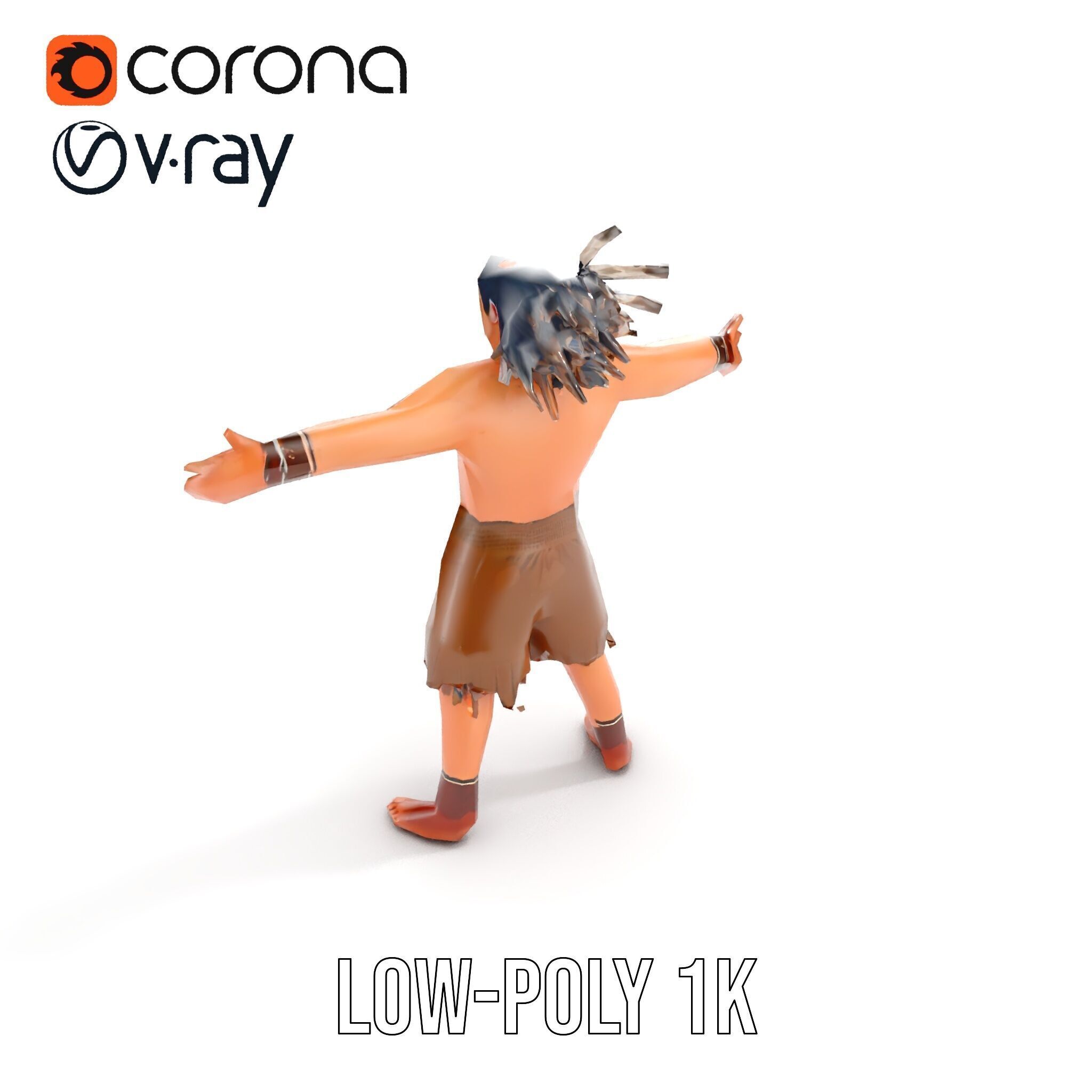 Warrior of the Plains  Rigged and Animated D Character Model Low-poly 3D model_13