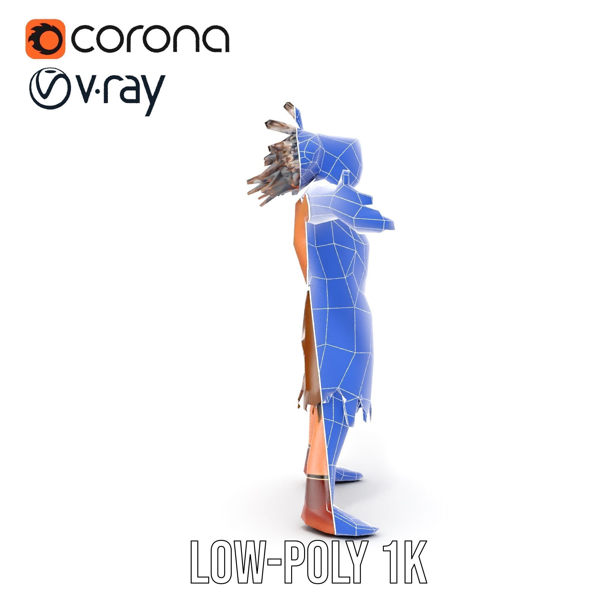 Warrior of the Plains  Rigged and Animated D Character Model Low-poly 3D model_32