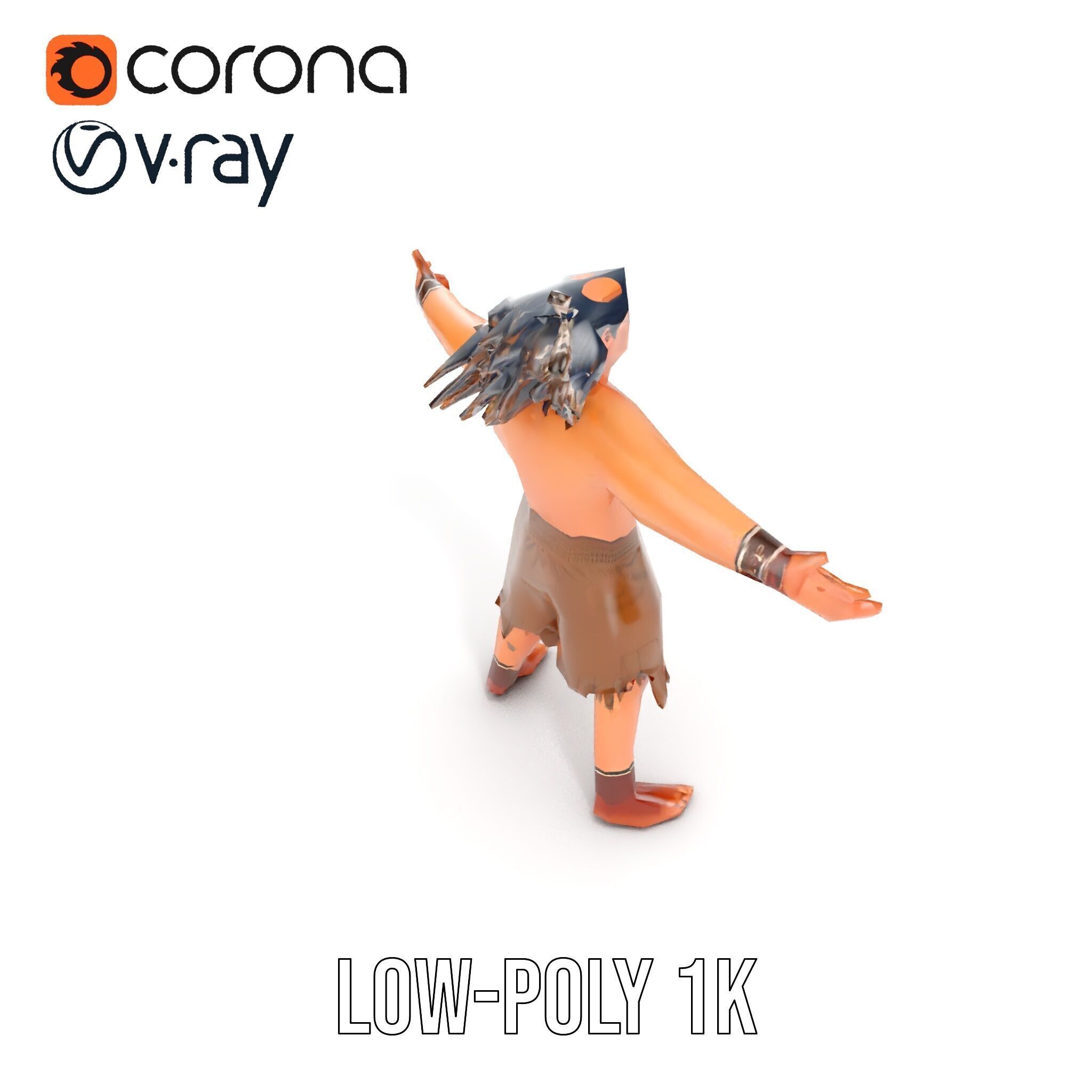 Warrior of the Plains  Rigged and Animated D Character Model Low-poly 3D model_19