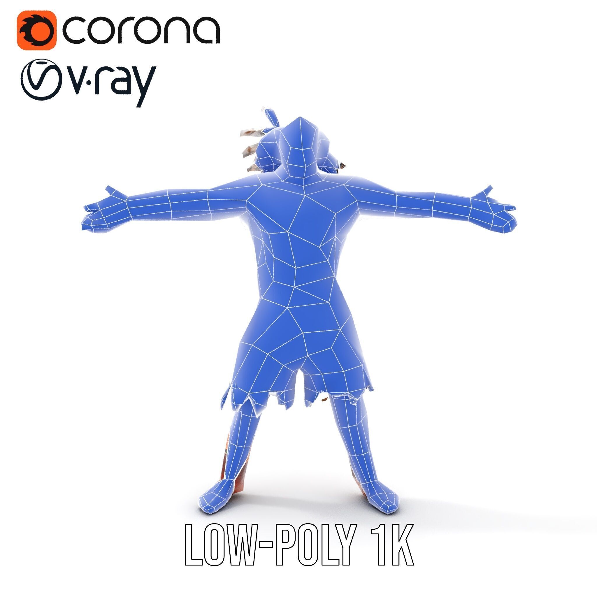 Warrior of the Plains  Rigged and Animated D Character Model Low-poly 3D model_29