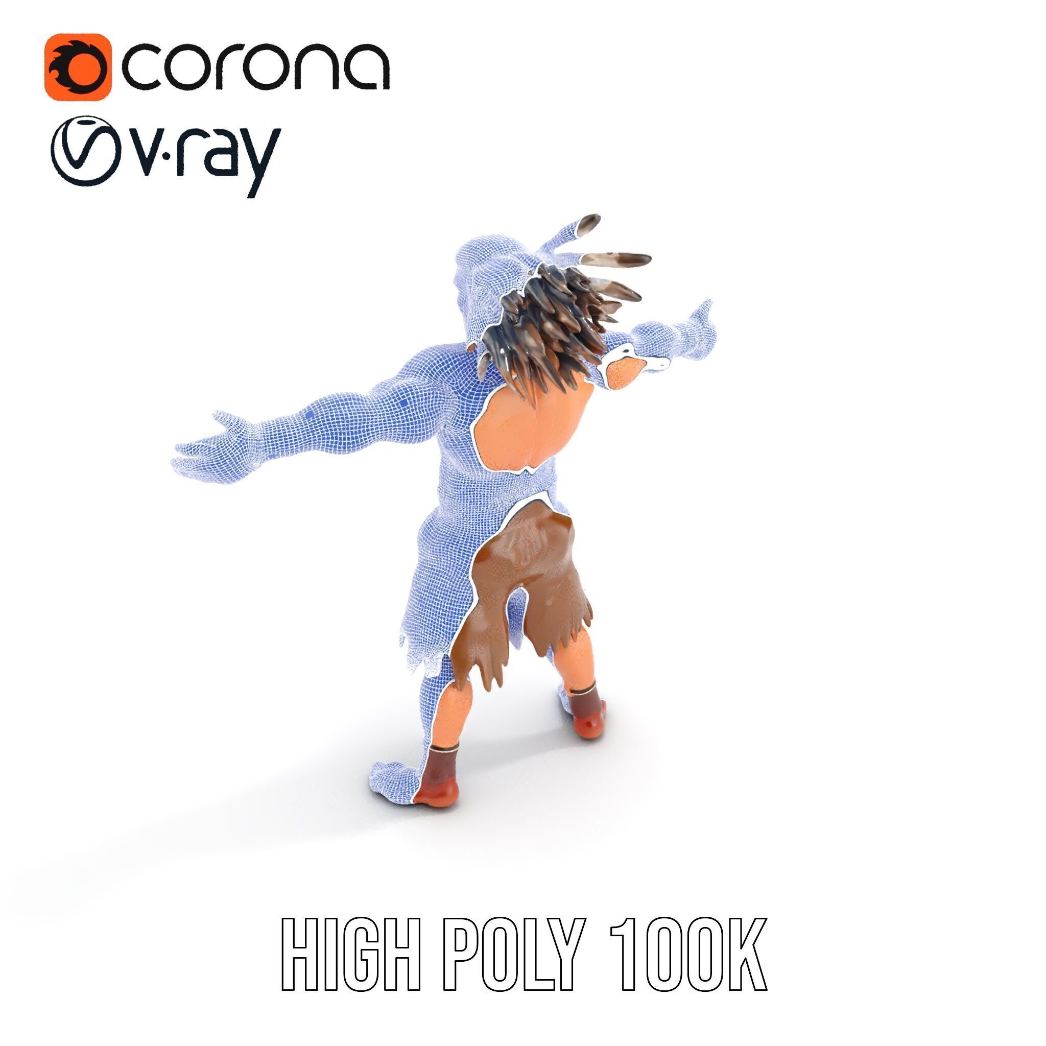 Warrior of the Plains  Rigged and Animated D Character Model Low-poly 3D model_33