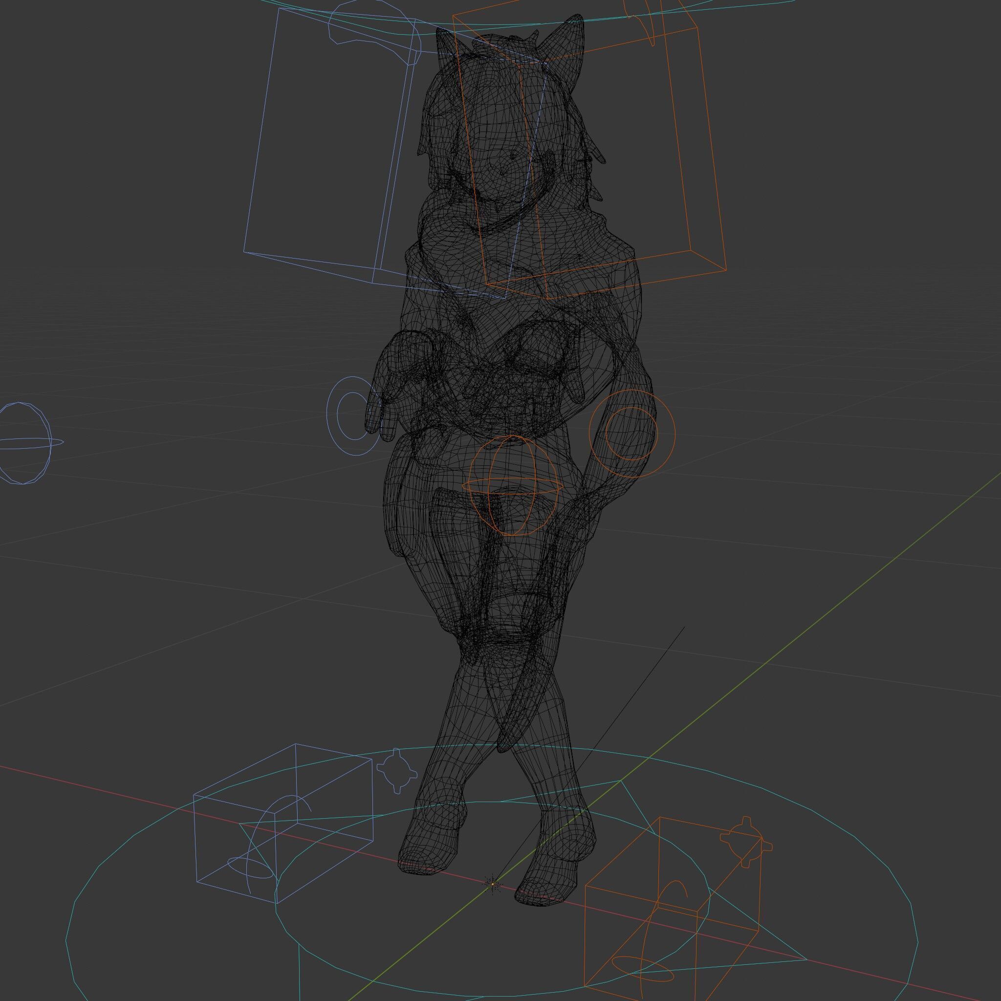 SilverHaired Warrior Cat Persona Rigged and Animated D Model Low-poly 3D model_9