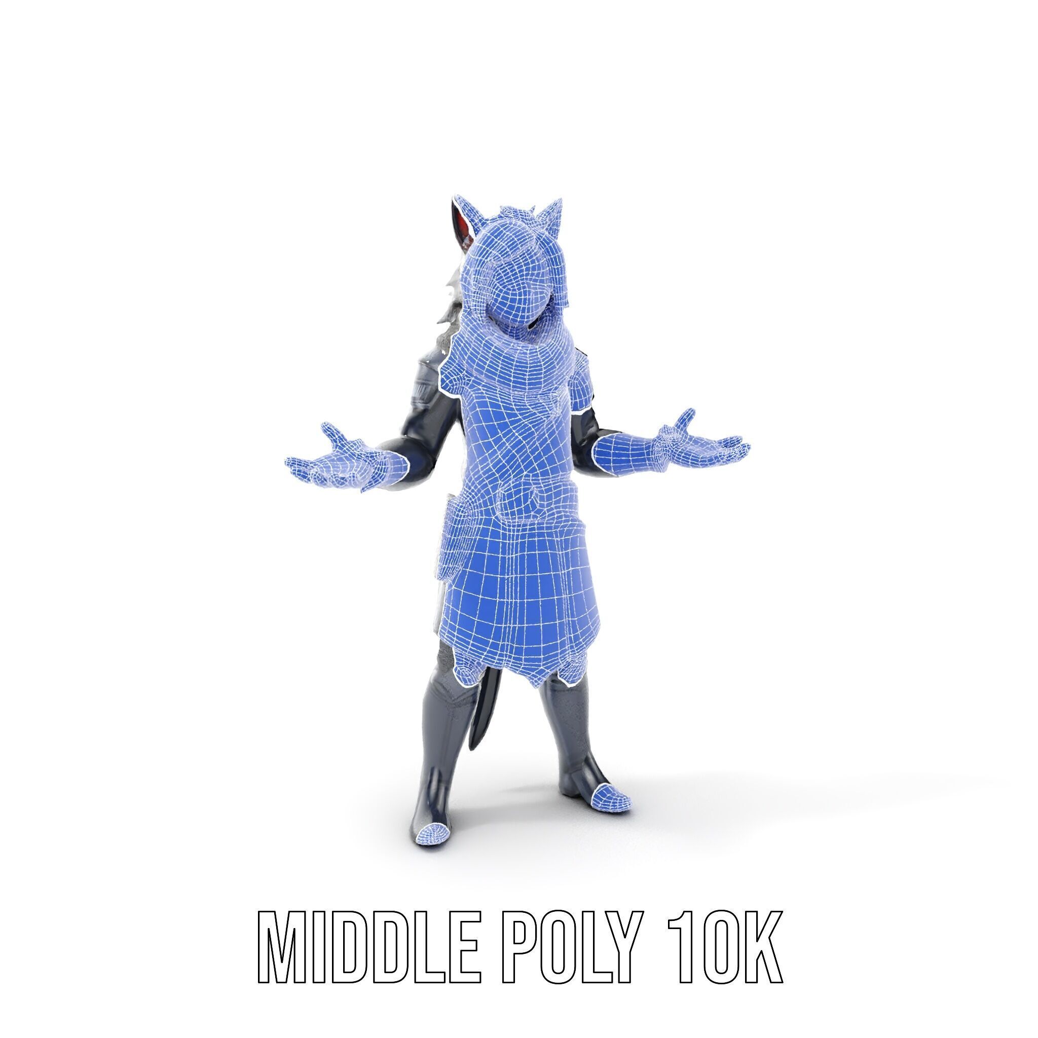 SilverHaired Warrior Cat Persona Rigged and Animated D Model Low-poly 3D model_20