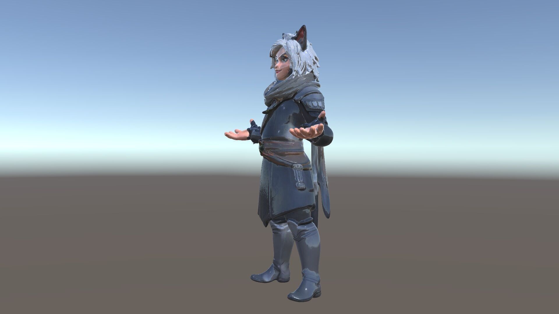 SilverHaired Warrior Cat Persona Rigged and Animated D Model Low-poly 3D model_5