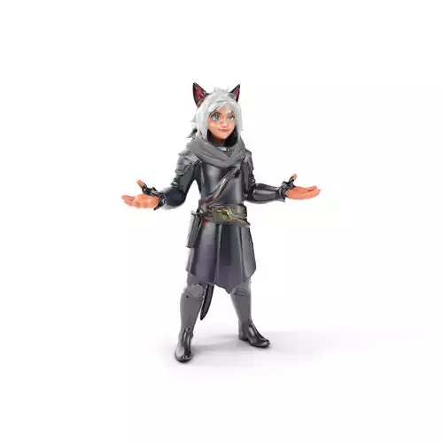 SilverHaired Warrior Cat Persona Rigged and Animated D Model Low-poly 3D model