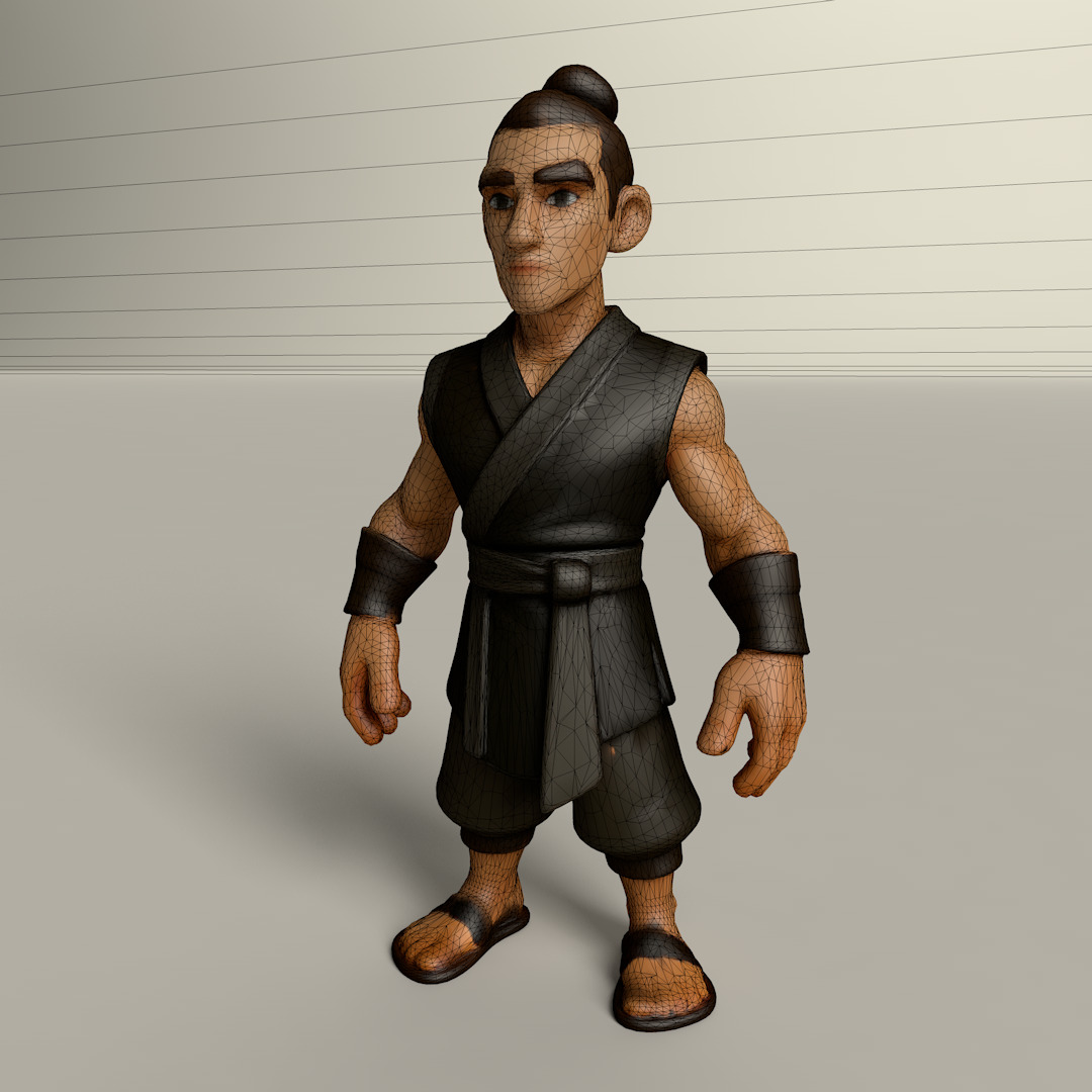 Stylized Game Ready Human Character Rigged named Tanapou Low-poly 3D model_3