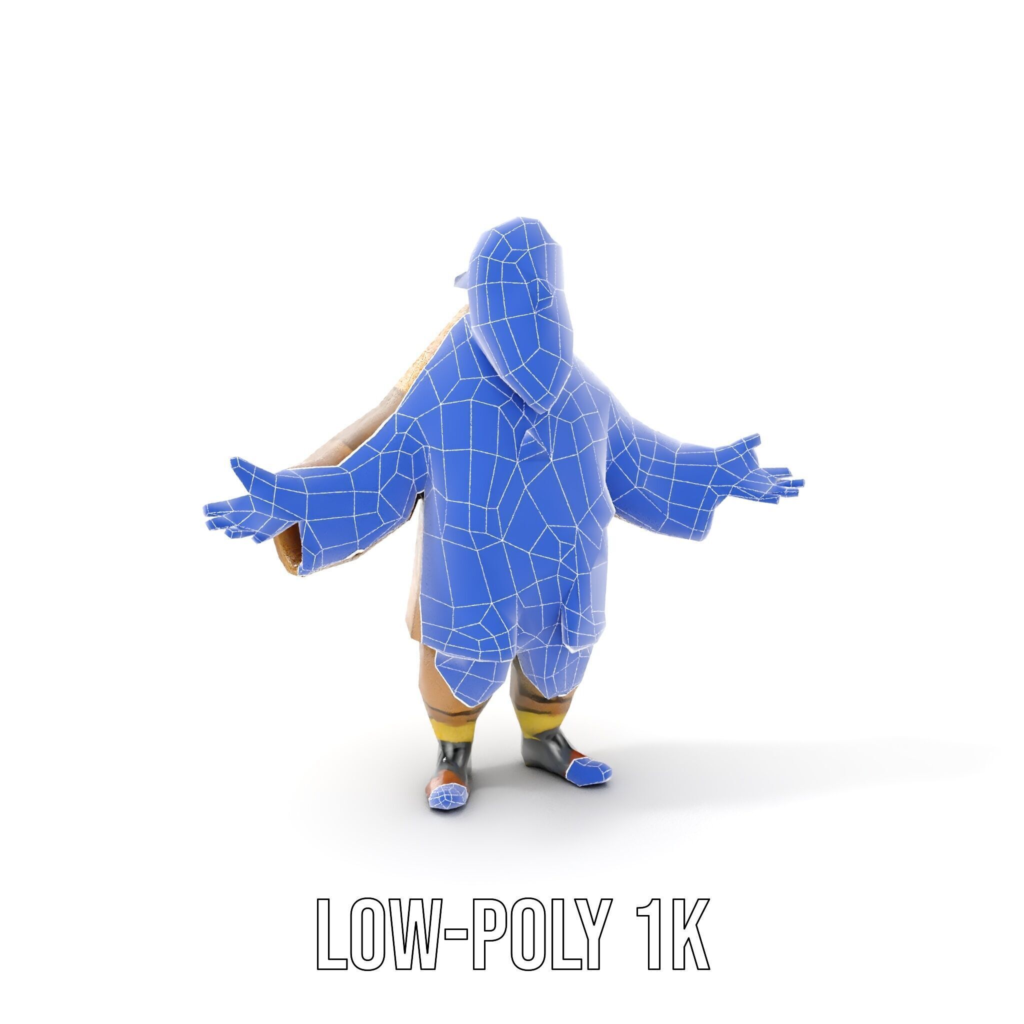 Elderly Adventurer Wizard Rigged and Animated D Character Model Low-poly 3D model_18