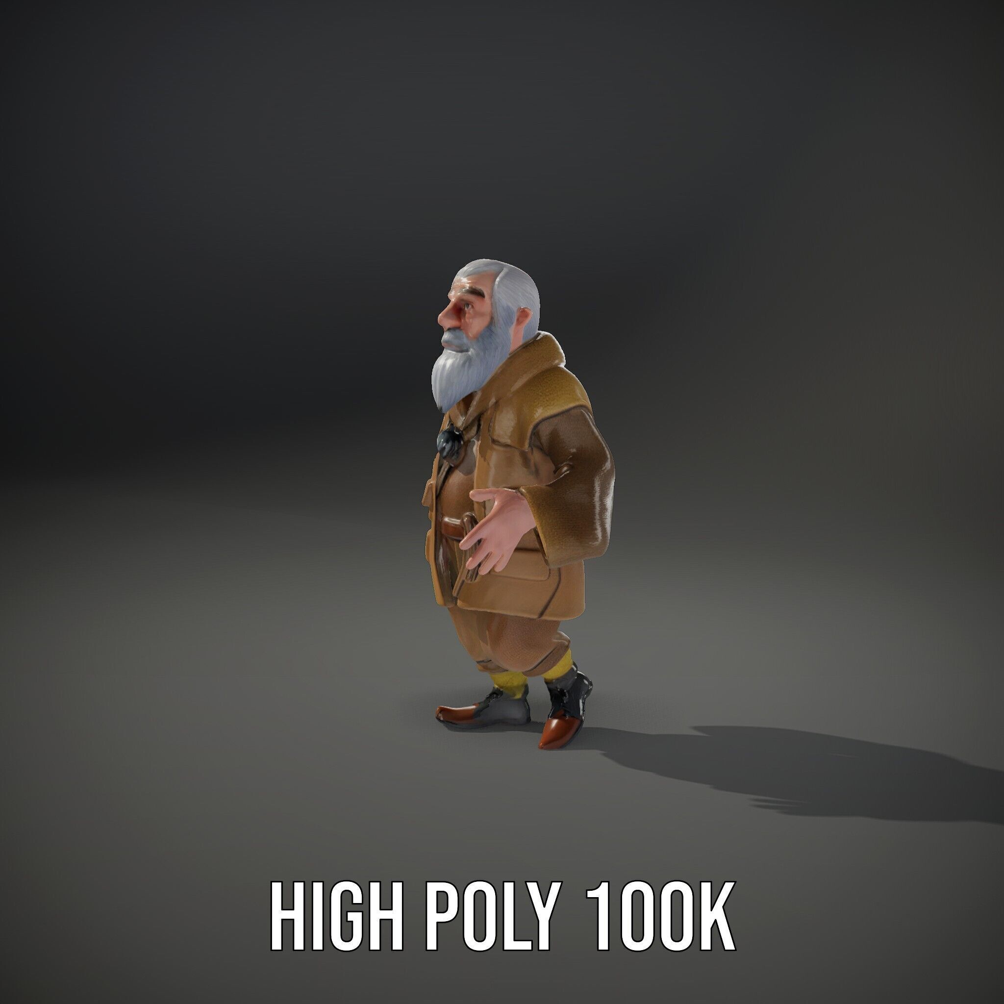 Elderly Adventurer Wizard Rigged and Animated D Character Model Low-poly 3D model_14