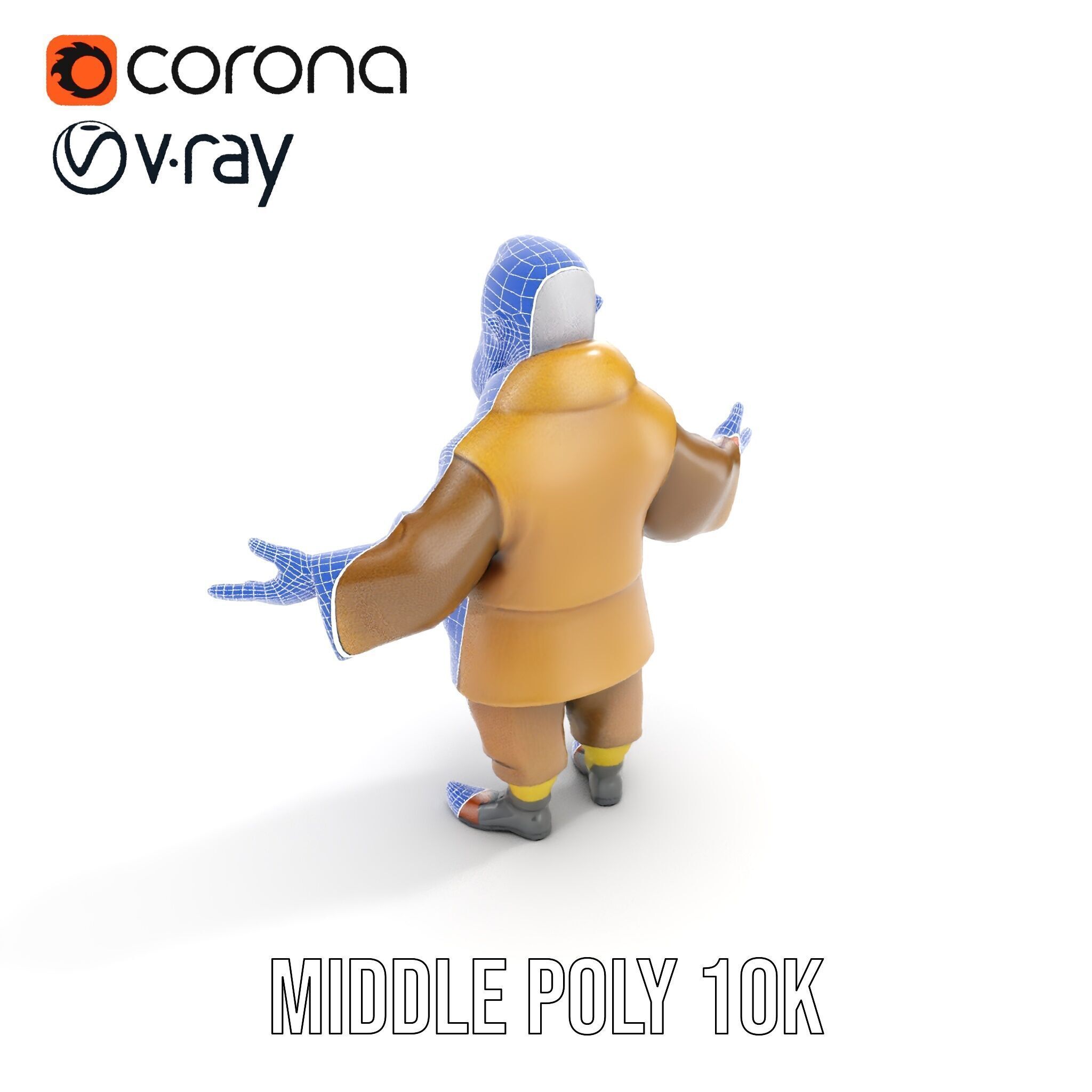 Elderly Adventurer Wizard Rigged and Animated D Character Model Low-poly 3D model_25