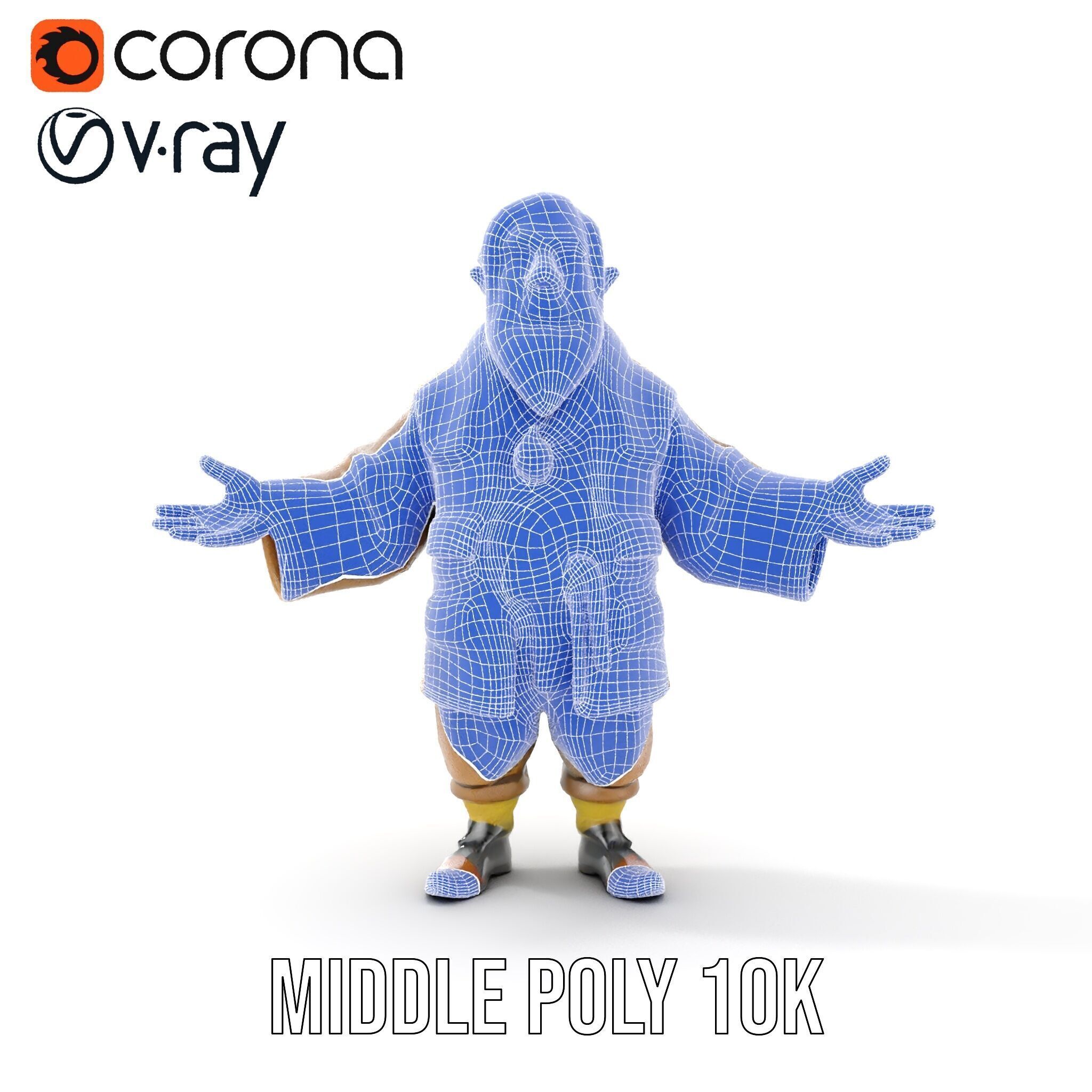 Elderly Adventurer Wizard Rigged and Animated D Character Model Low-poly 3D model_34