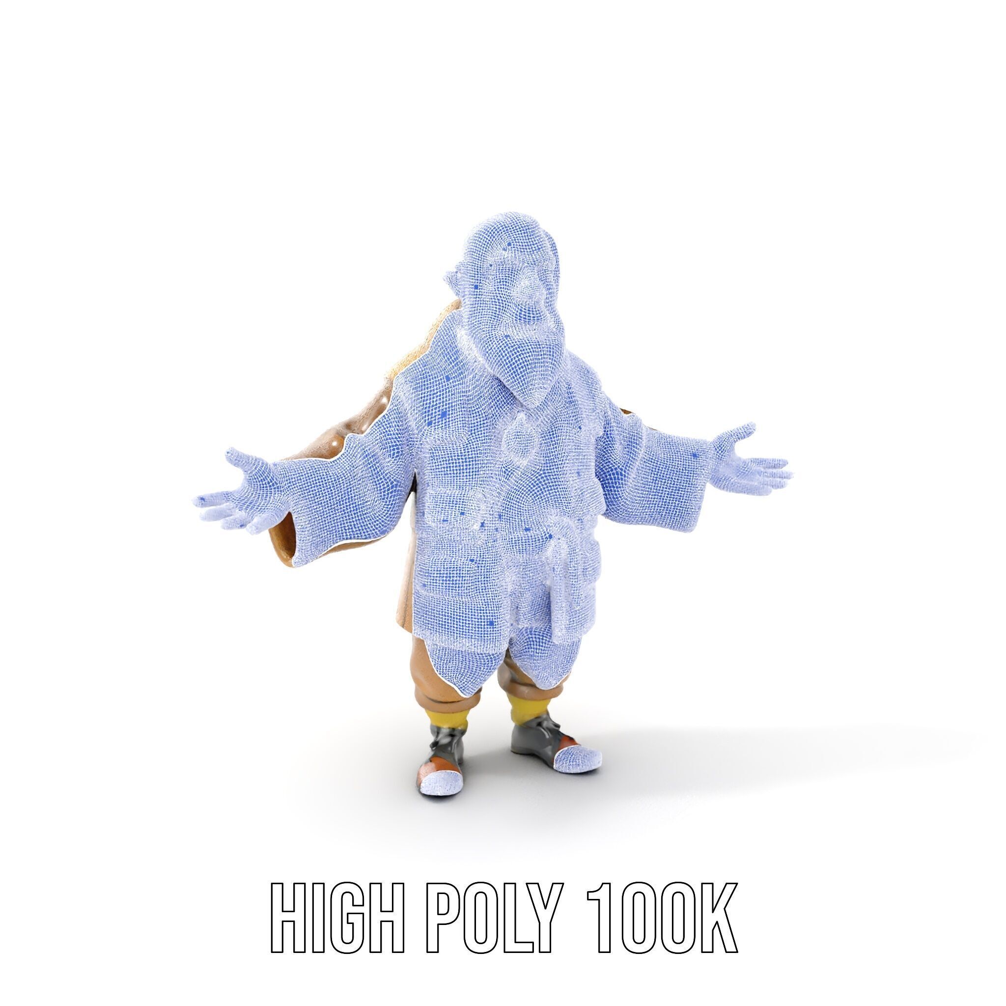 Elderly Adventurer Wizard Rigged and Animated D Character Model Low-poly 3D model_4