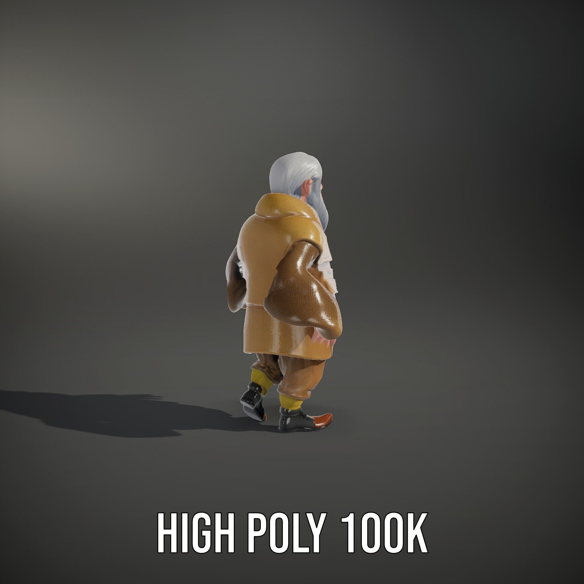 Elderly Adventurer Wizard Rigged and Animated D Character Model Low-poly 3D model_11