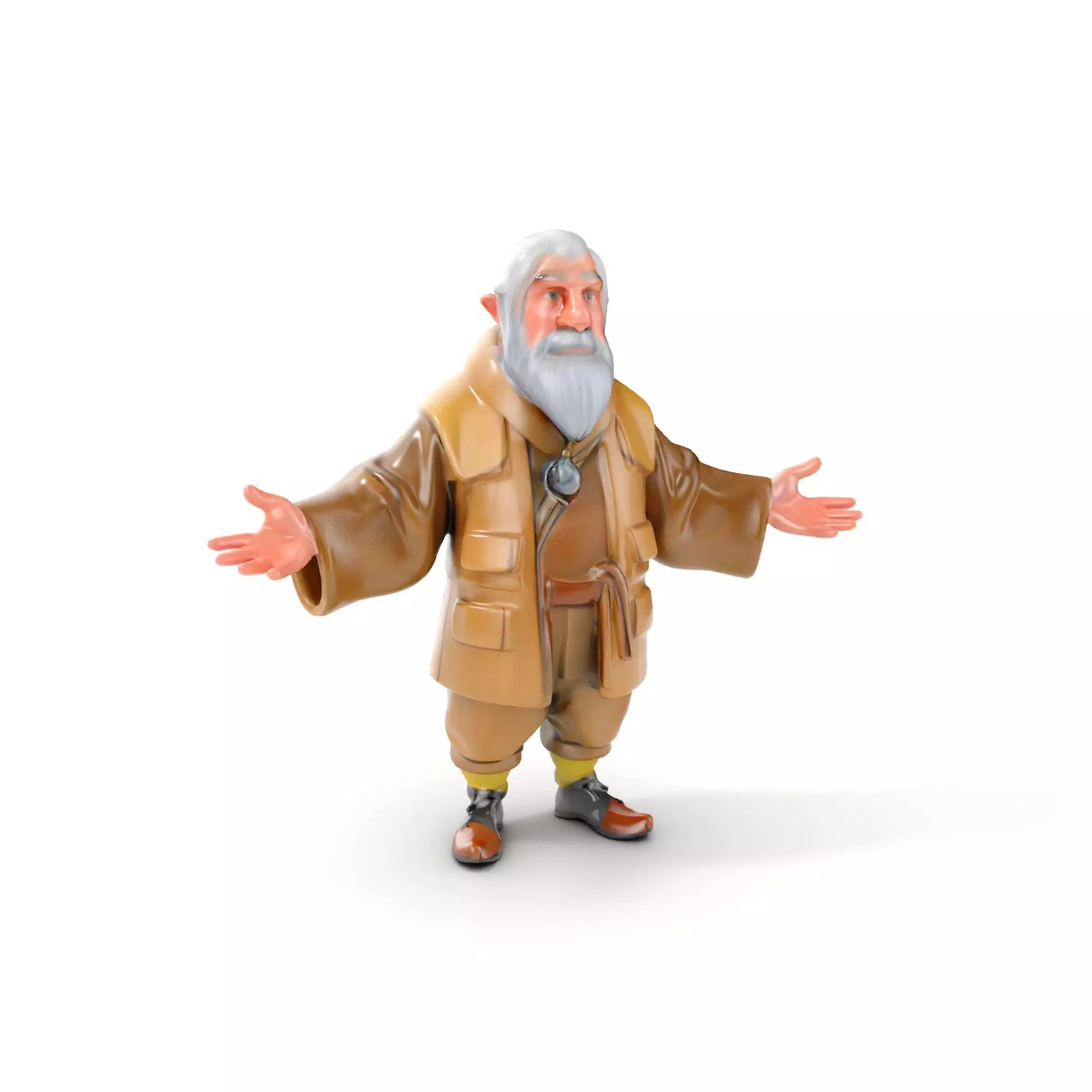 Elderly Adventurer Wizard Rigged and Animated D Character Model Low-poly 3D model_0