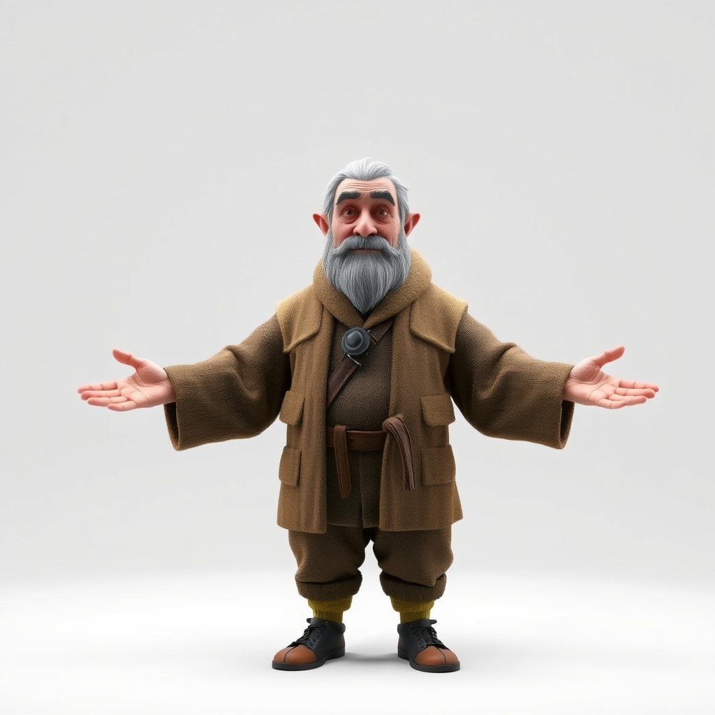 Elderly Adventurer Wizard Rigged and Animated D Character Model Low-poly 3D model_2