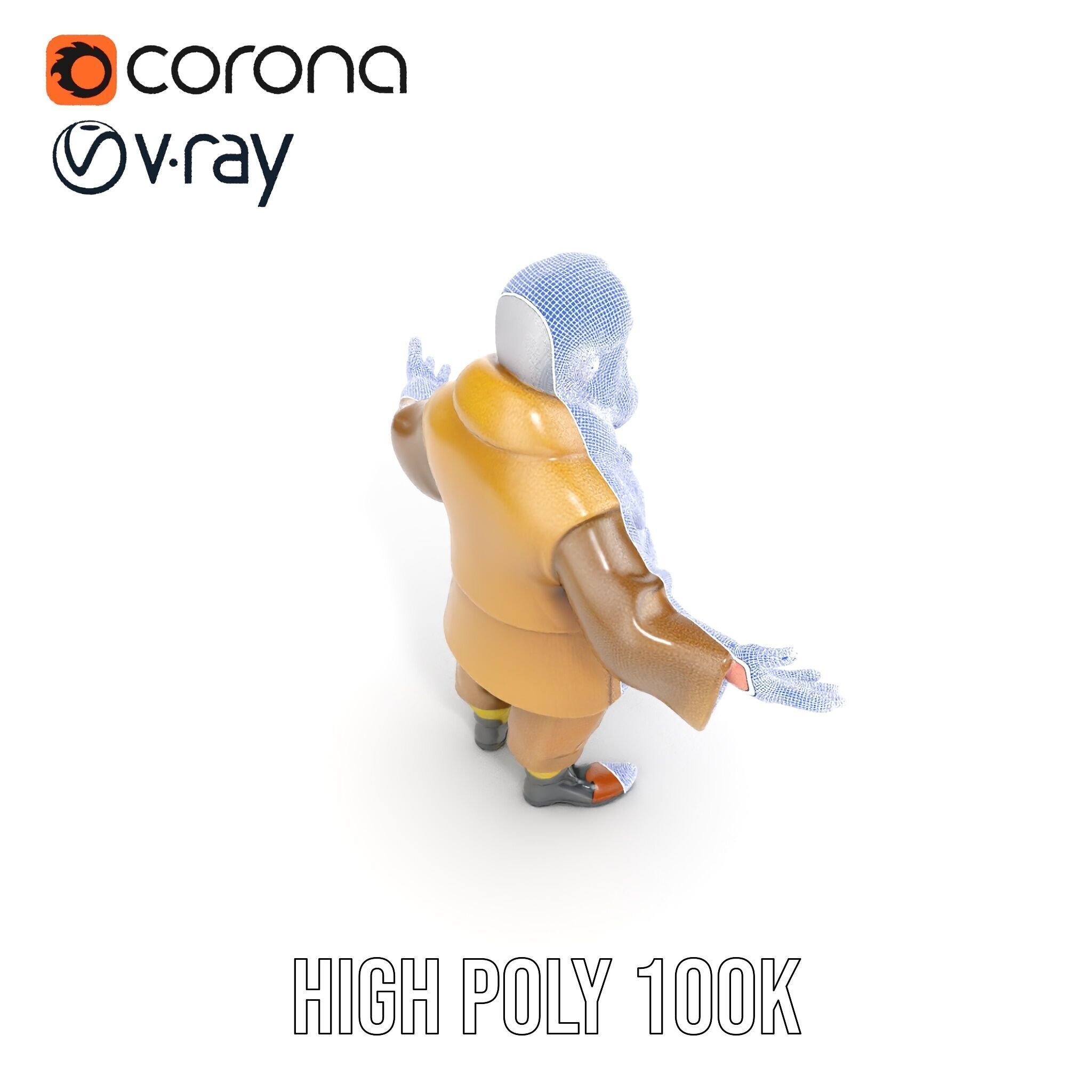 Elderly Adventurer Wizard Rigged and Animated D Character Model Low-poly 3D model_27