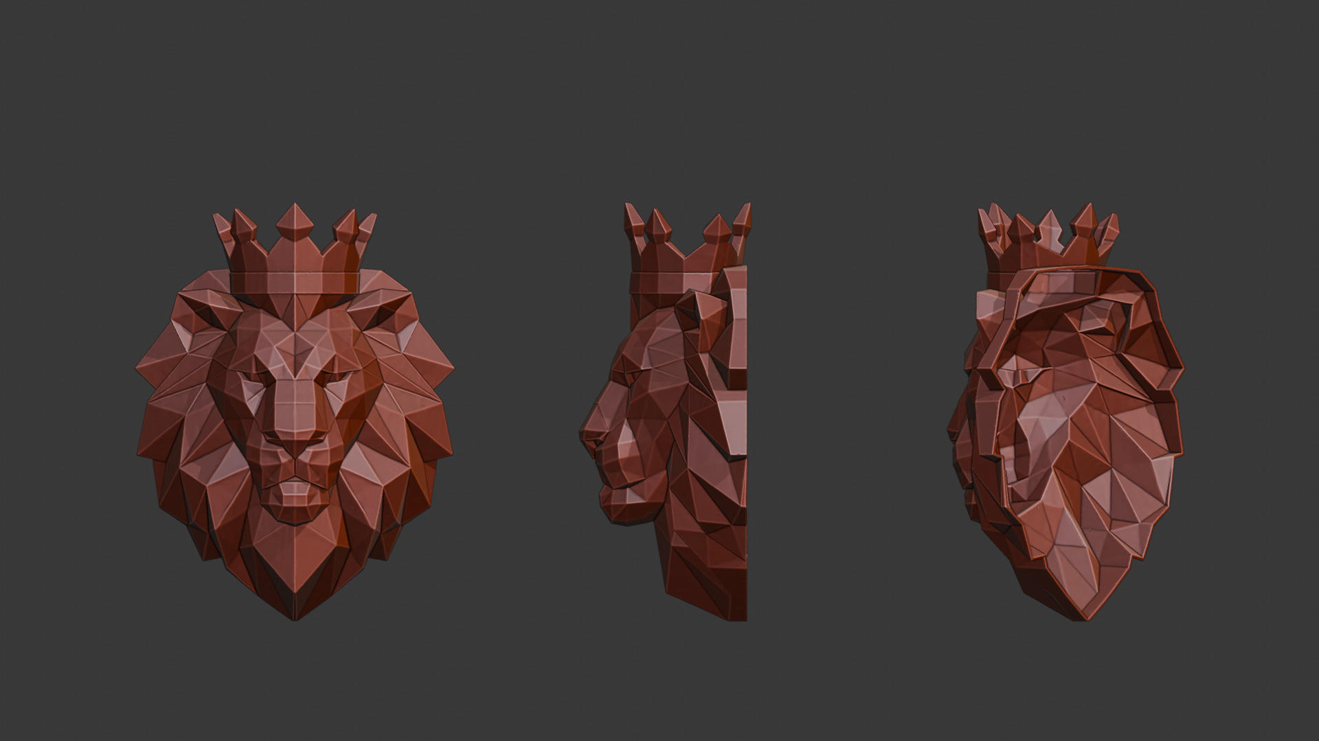 Lion with Crown 3D Print 3D model_2