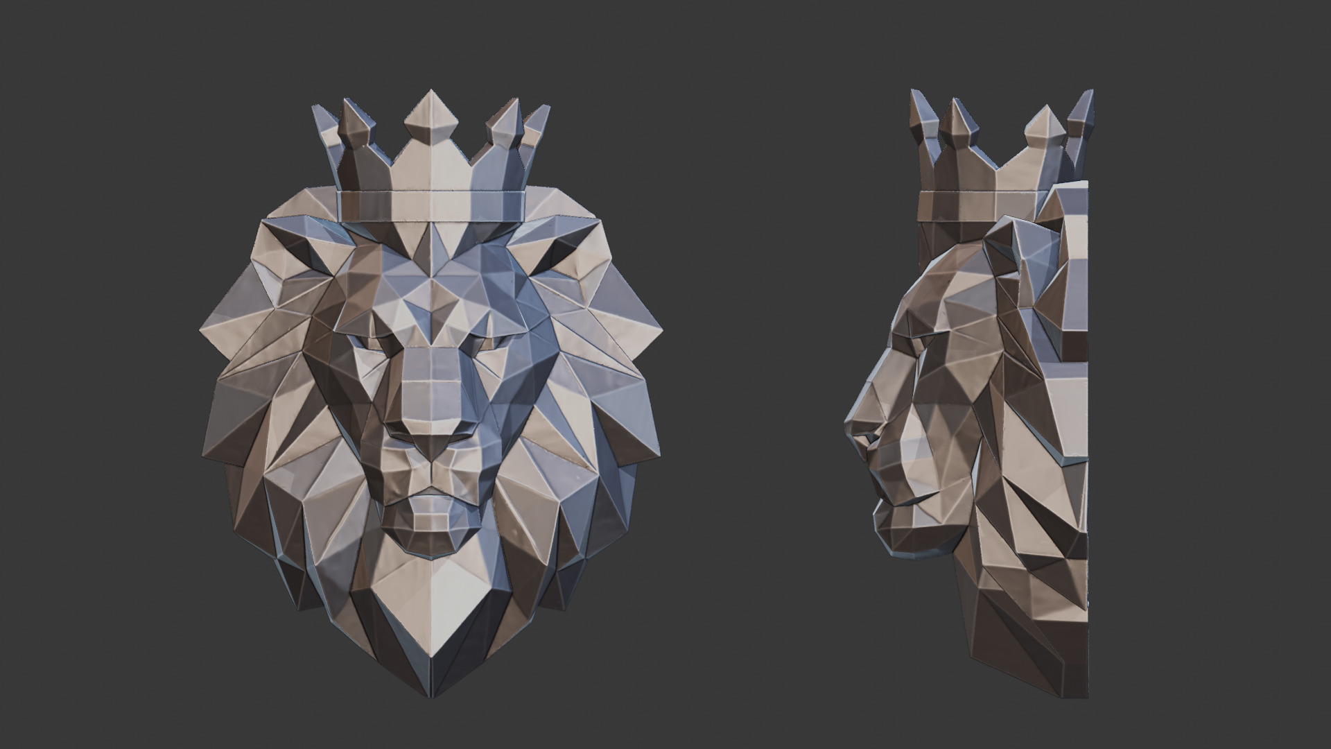 Lion with Crown 3D Print 3D model_4