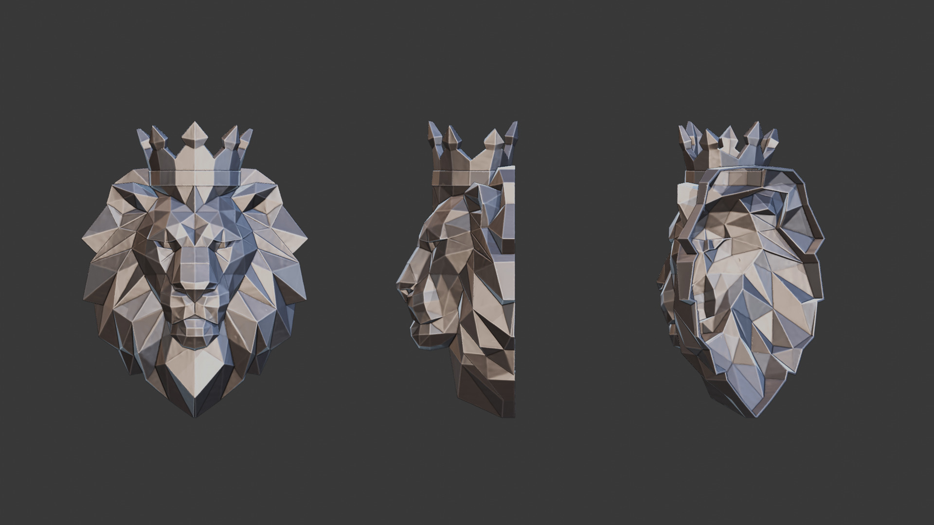 Lion with Crown 3D Print 3D model_3