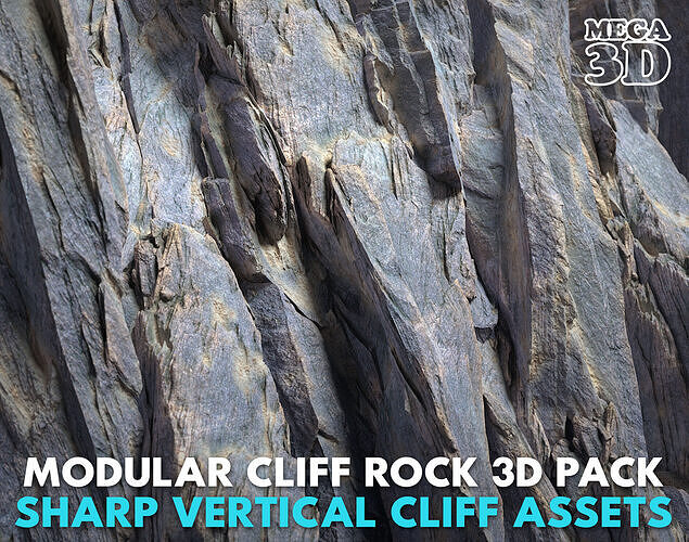 Modular Cliff Rock 3D Pack - Sharp Vertical Cliff Assets 250630 Low-poly 3D model