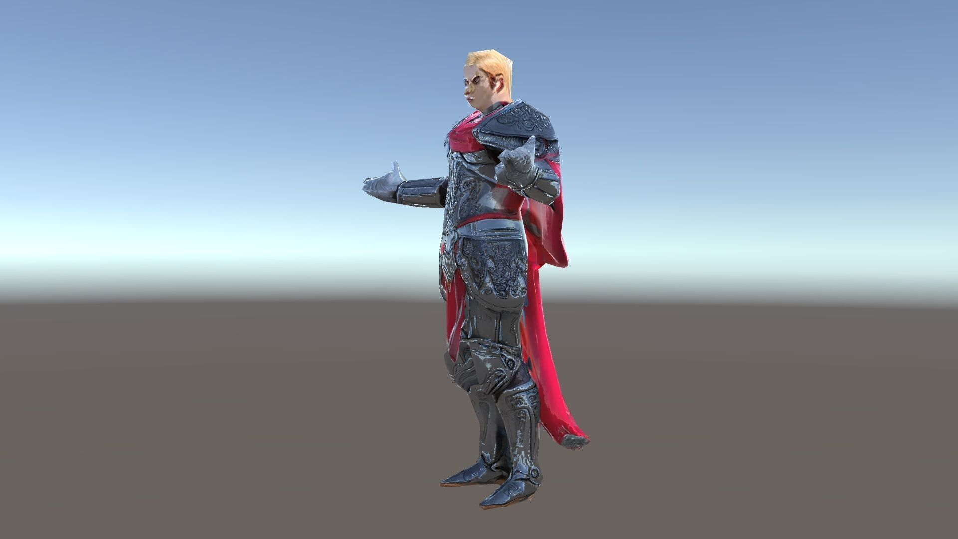 Heroic Knight in Armor with Red Cape Rigged and Animated Char... Low-poly 3D model_34