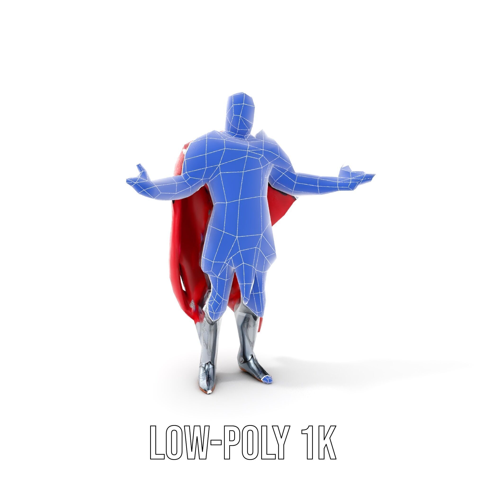 Heroic Knight in Armor with Red Cape Rigged and Animated Char... Low-poly 3D model_10