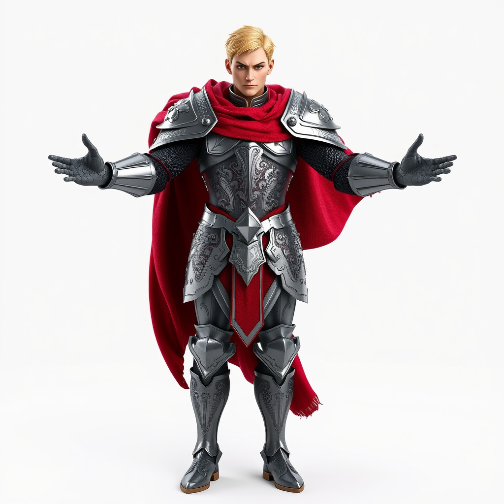 Heroic Knight in Armor with Red Cape Rigged and Animated Char... Low-poly 3D model_2