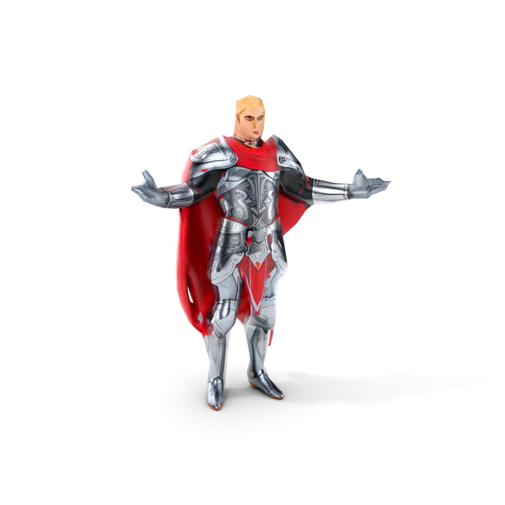 Heroic Knight in Armor with Red Cape Rigged and Animated Char... Low-poly 3D model_13