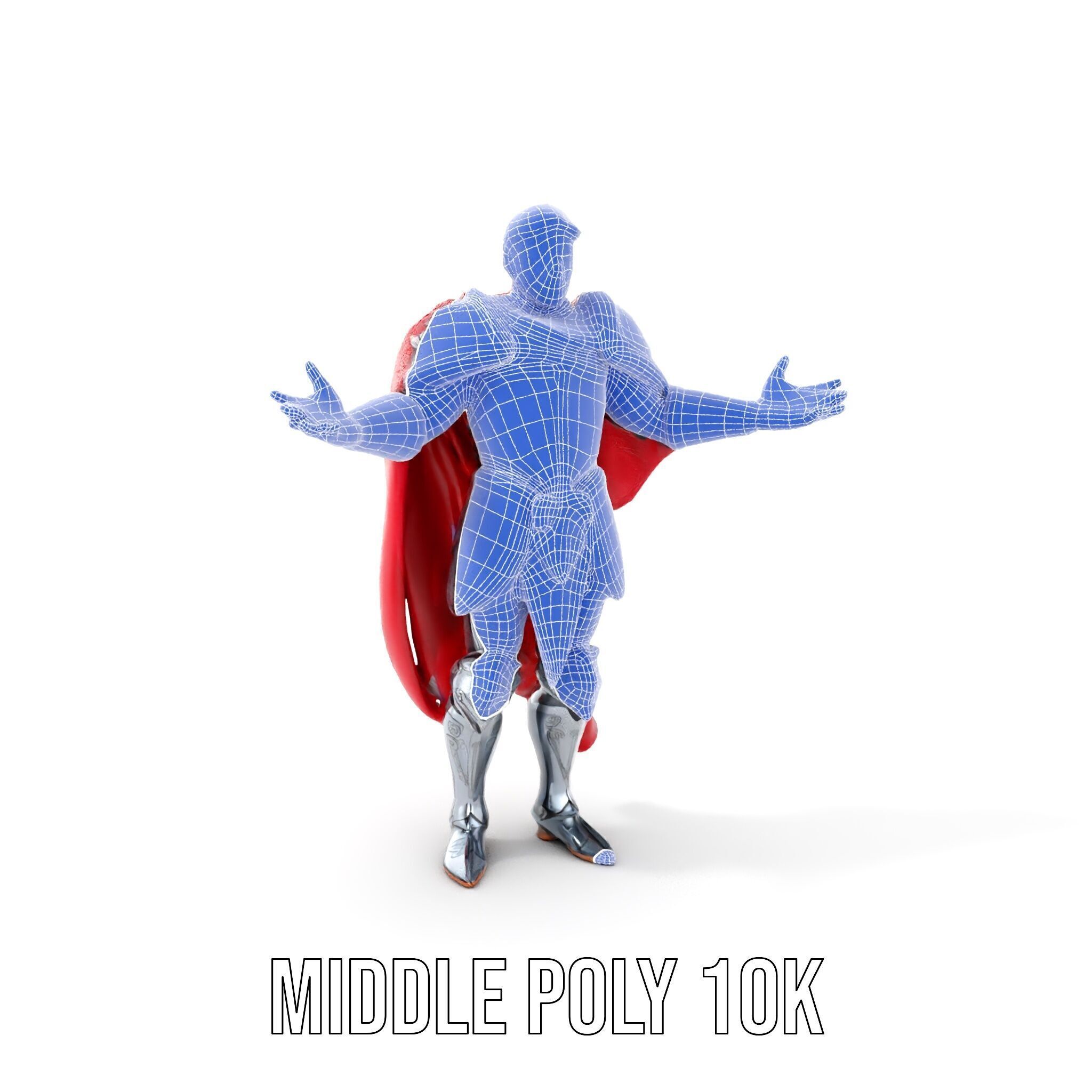 Heroic Knight in Armor with Red Cape Rigged and Animated Char... Low-poly 3D model_25