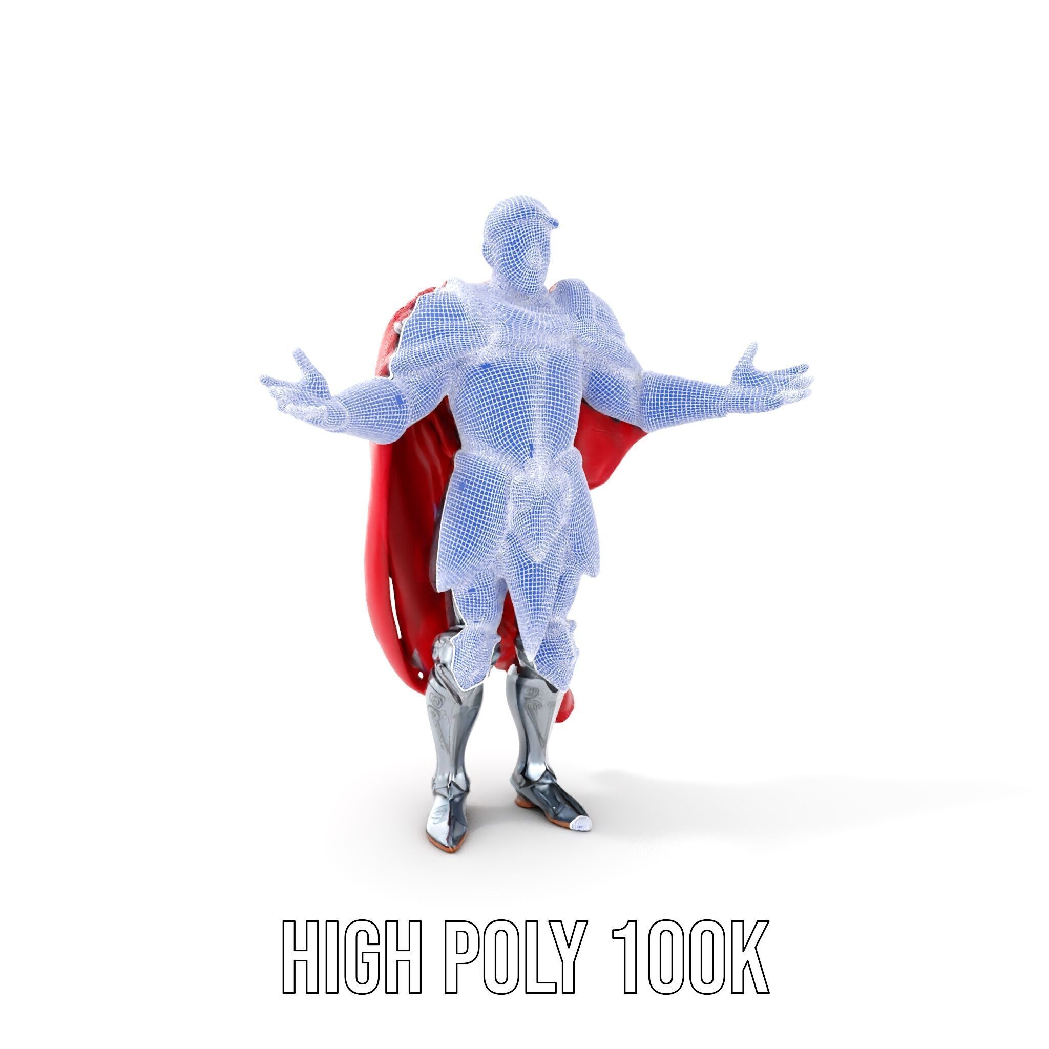 Heroic Knight in Armor with Red Cape Rigged and Animated Char... Low-poly 3D model_4