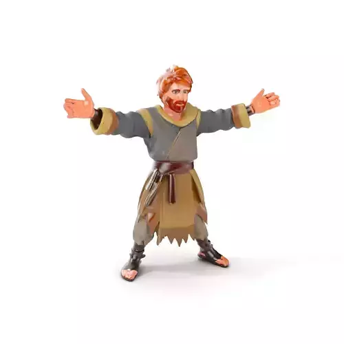 Medieval Adventurer Character Rigged and Animated Low-poly 3D model