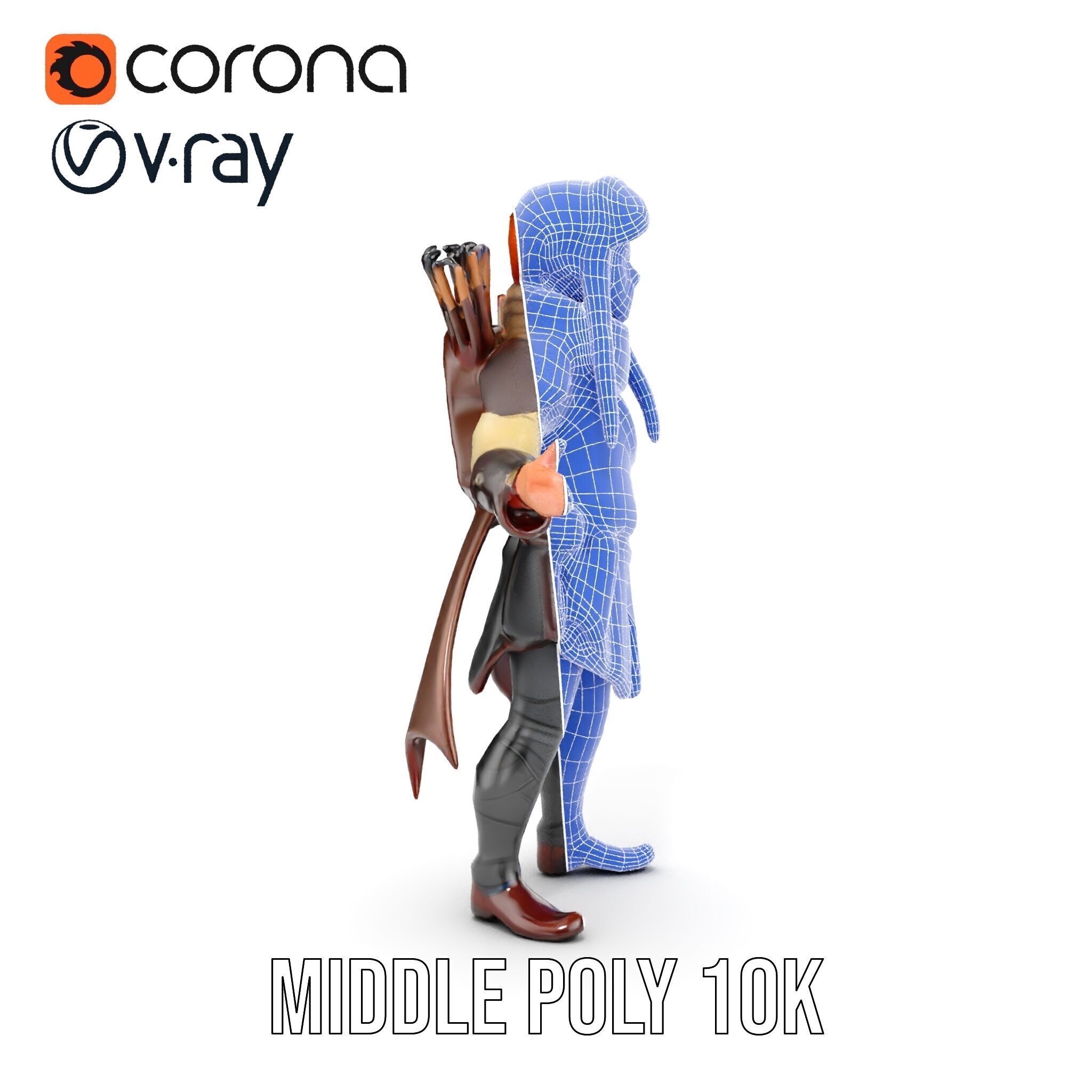 Archer Character Rigged and Animated D Model with Detailed Te... Low-poly 3D model_36