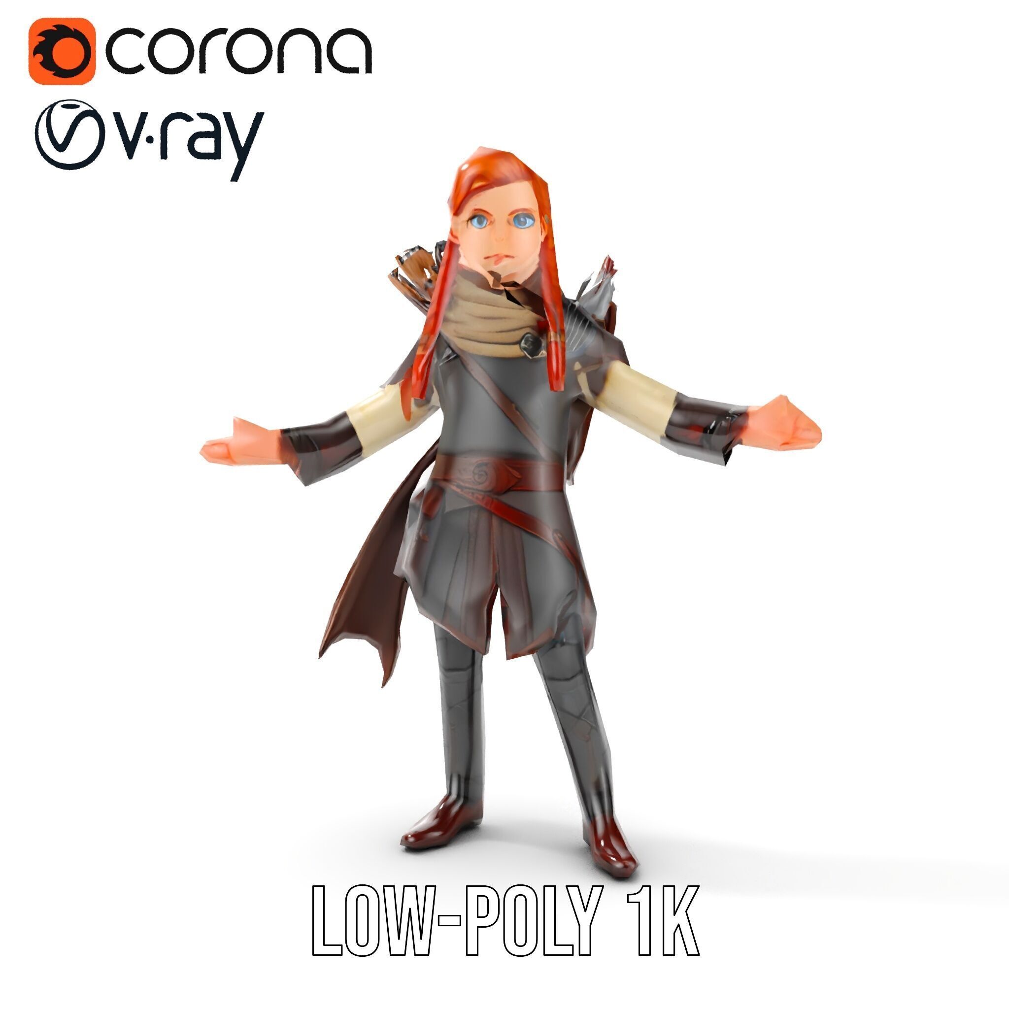 Archer Character Rigged and Animated D Model with Detailed Te... Low-poly 3D model_29