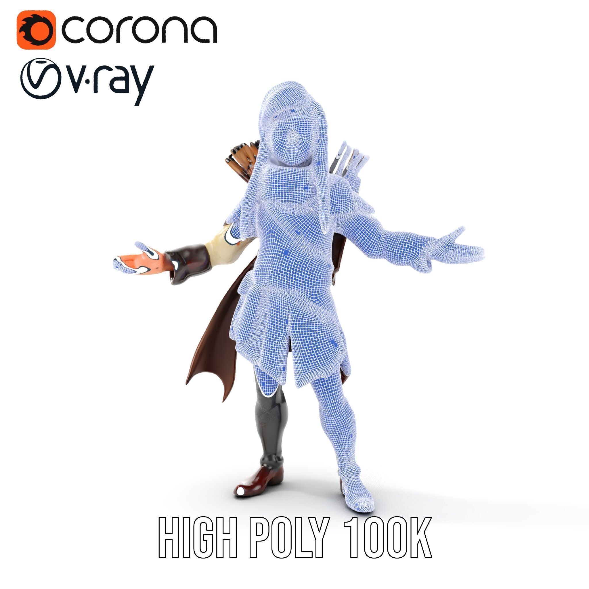 Archer Character Rigged and Animated D Model with Detailed Te... Low-poly 3D model_39