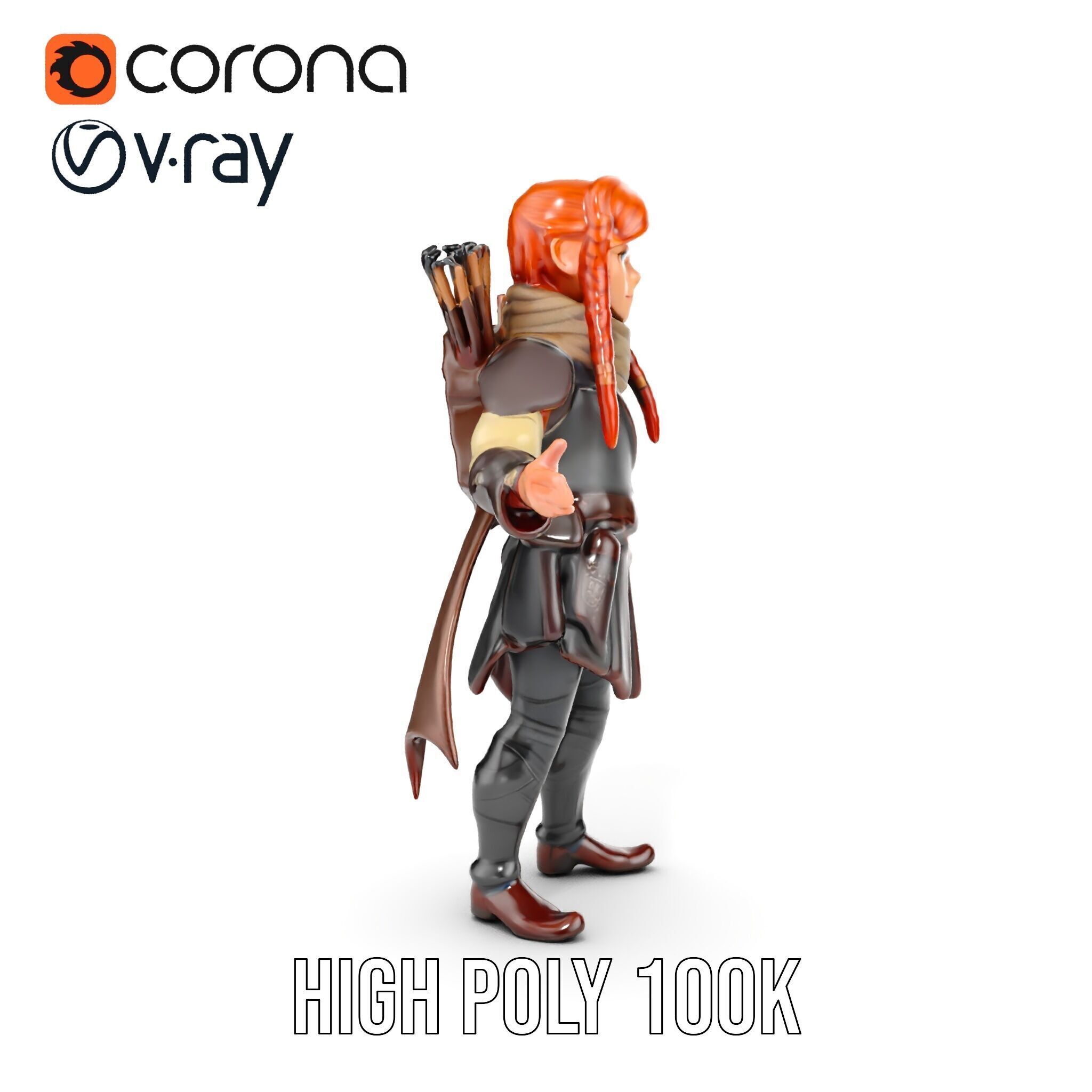 Archer Character Rigged and Animated D Model with Detailed Te... Low-poly 3D model_37