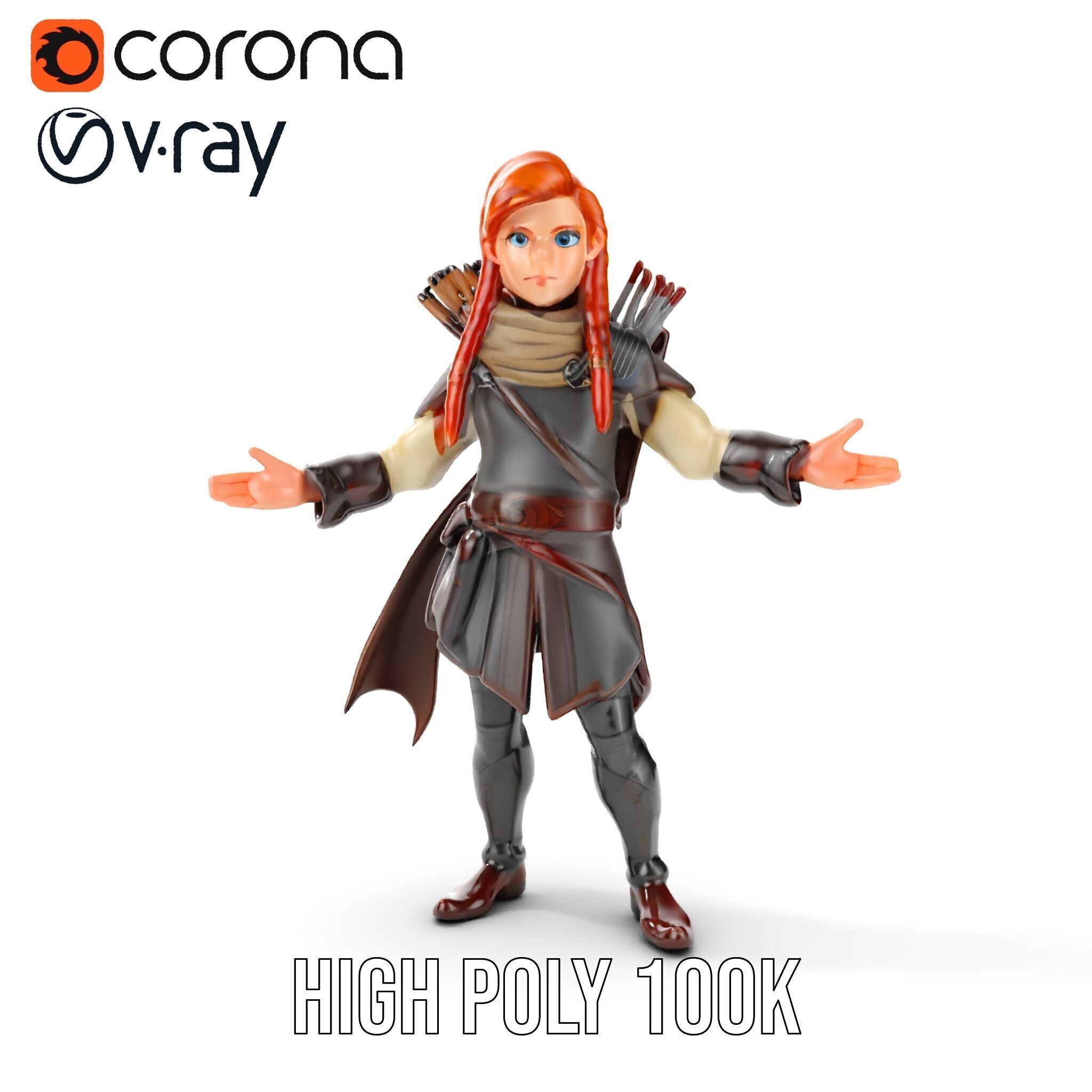 Archer Character Rigged and Animated D Model with Detailed Te... Low-poly 3D model_32