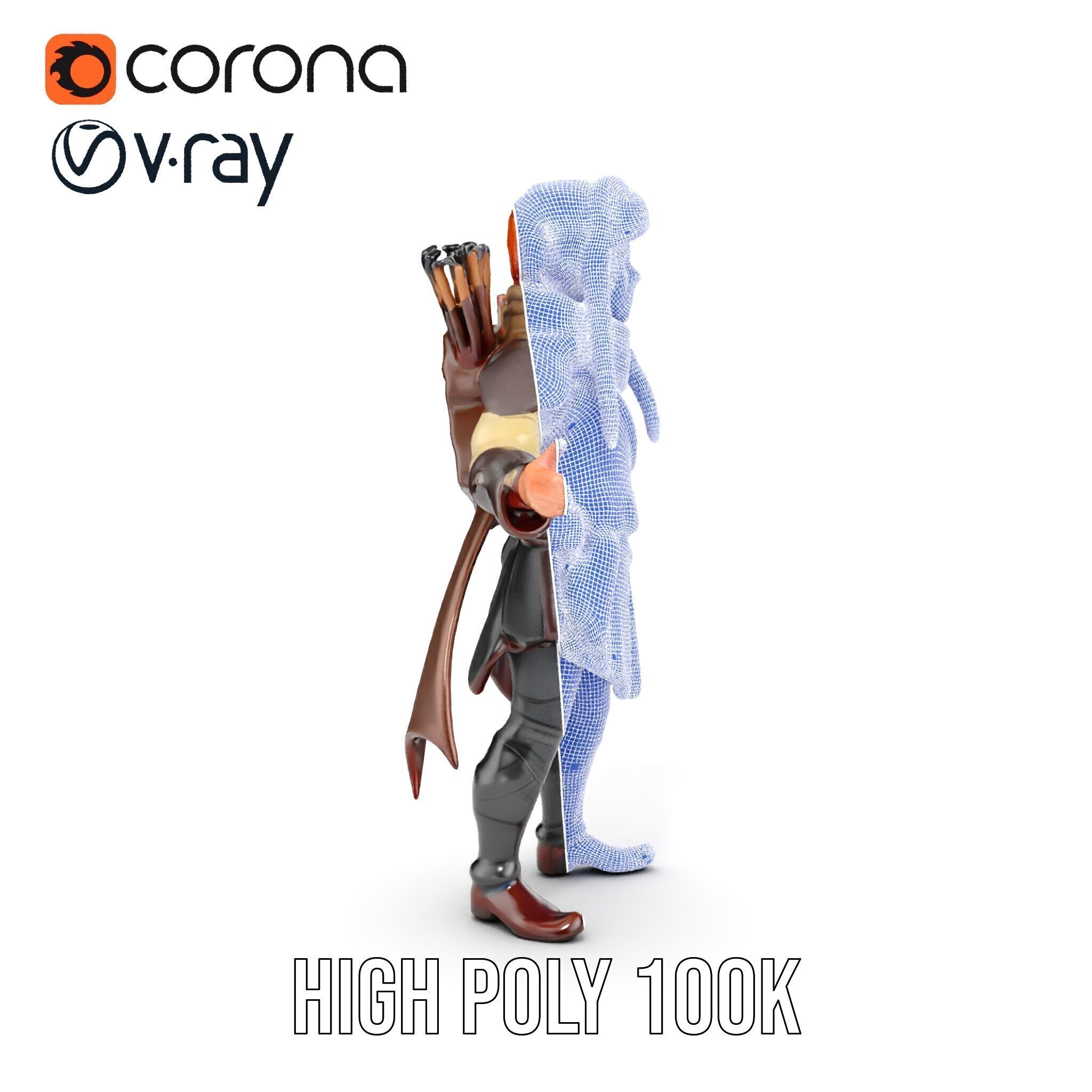 Archer Character Rigged and Animated D Model with Detailed Te... Low-poly 3D model_40