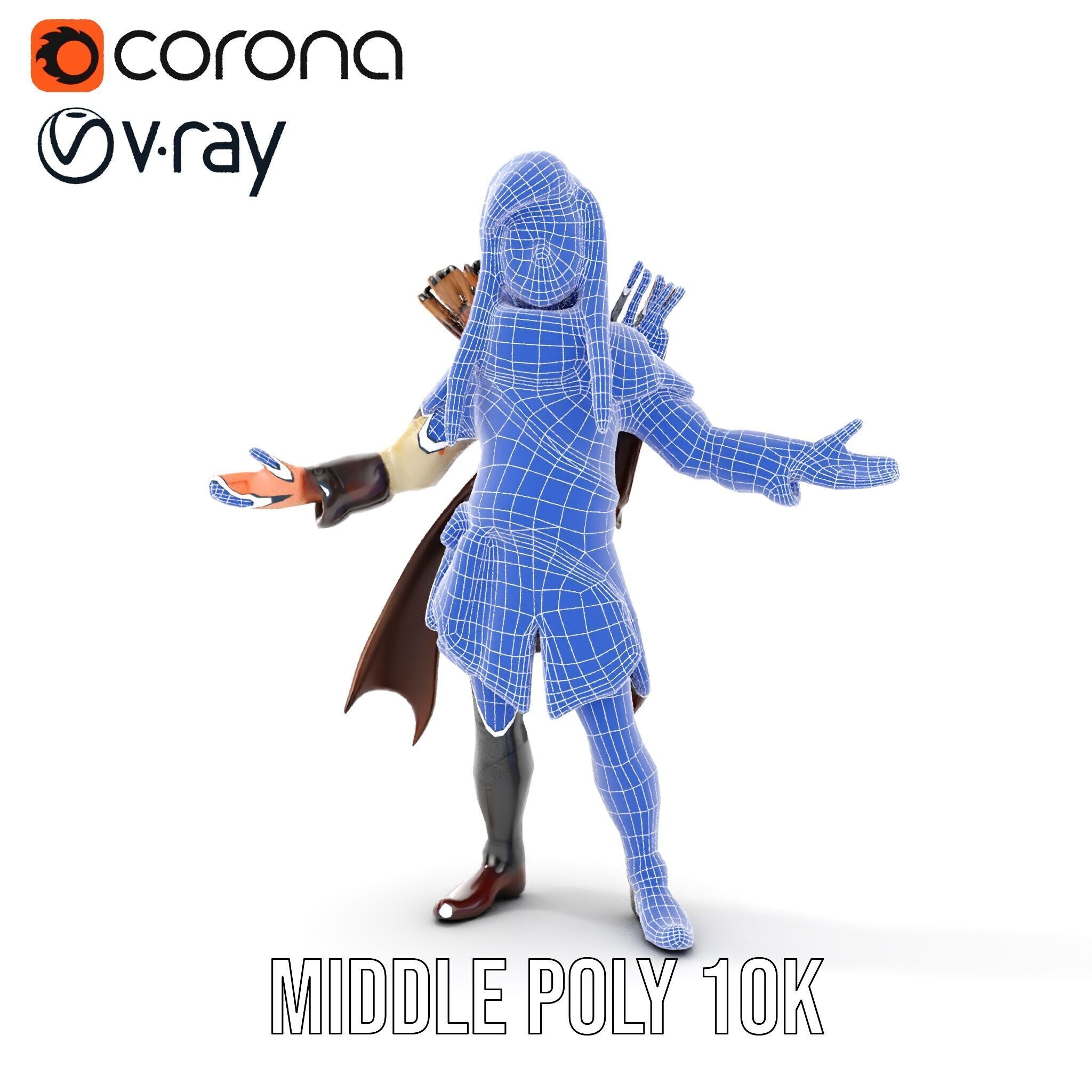 Archer Character Rigged and Animated D Model with Detailed Te... Low-poly 3D model_22