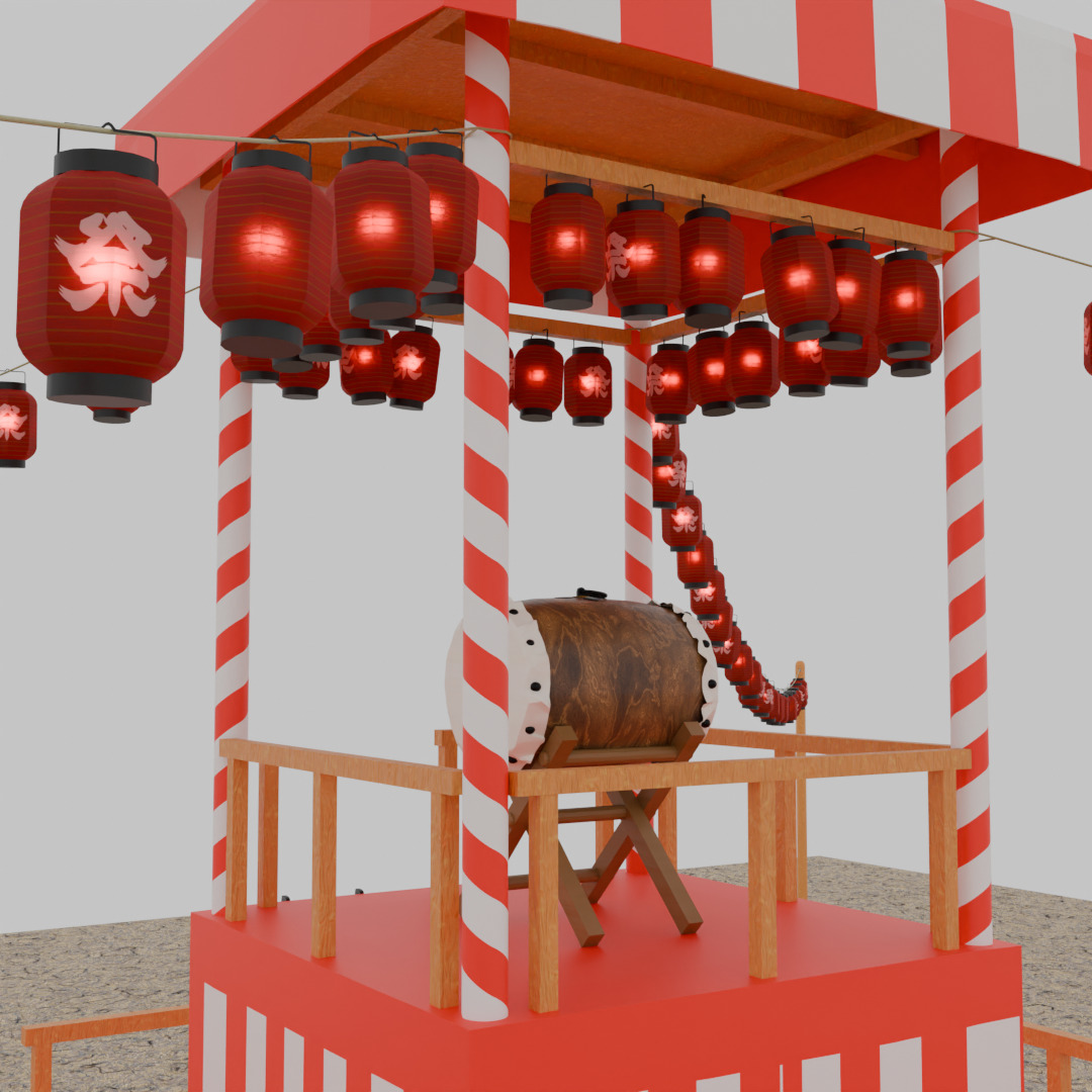 Tower of japanese summer festival 3D model_1