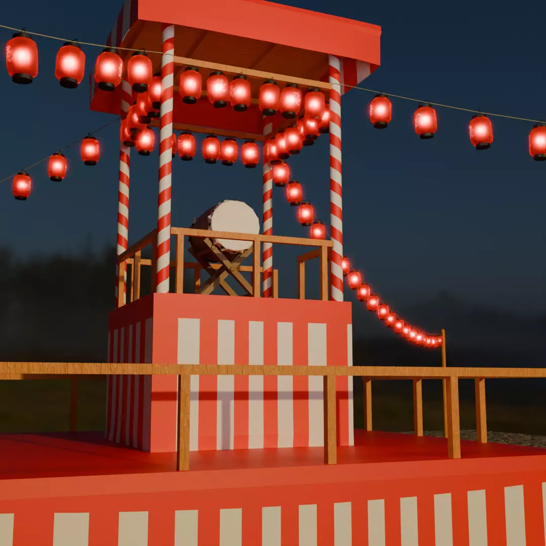 Tower of japanese summer festival 3D model_0
