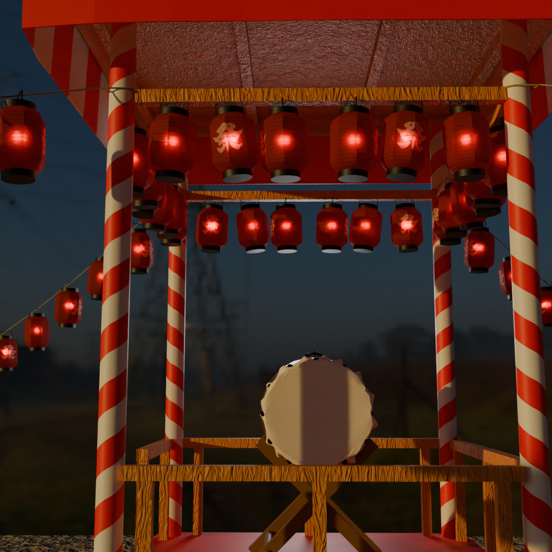 Tower of japanese summer festival 3D model_5