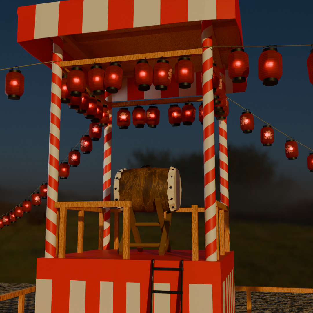 Tower of japanese summer festival 3D model_6
