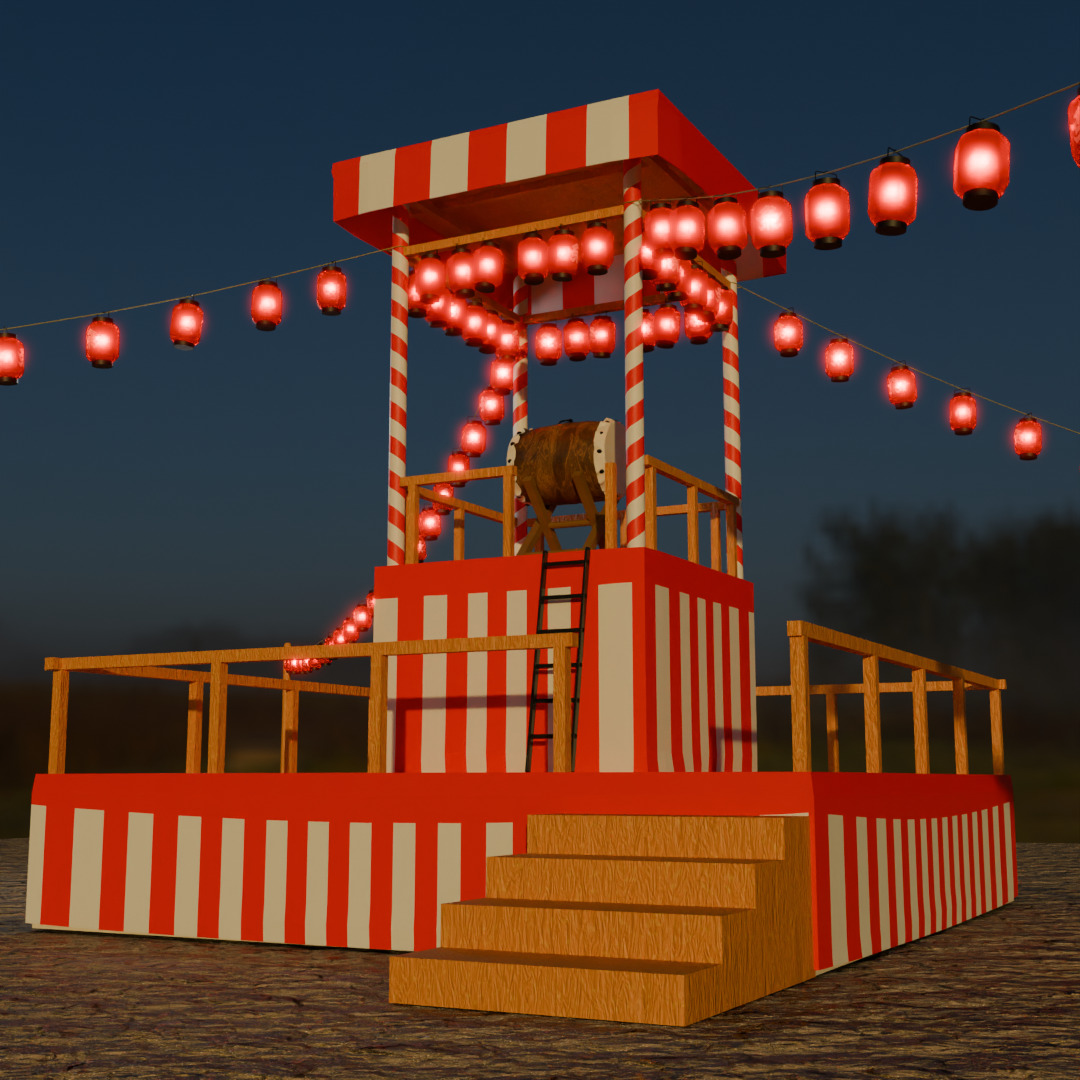 Tower of japanese summer festival 3D model_4