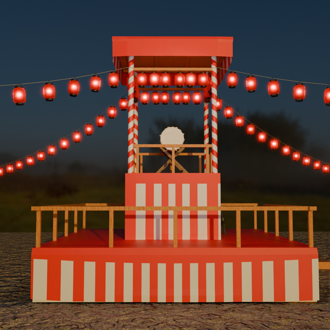 Tower of japanese summer festival 3D model_3