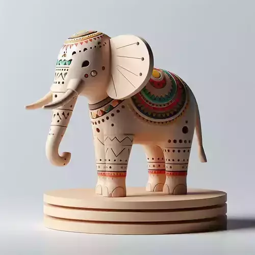 998Color 3D Model  Totem Style   Elephant on Pedestal