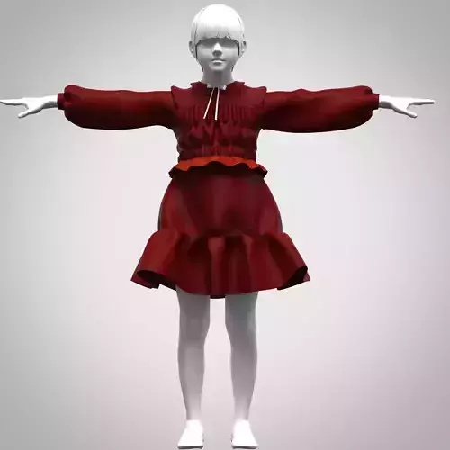 girls party dress rigged model  Low-poly 3D model