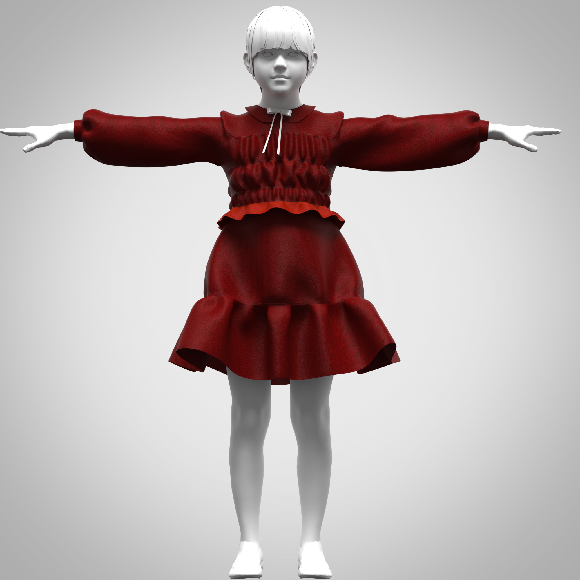 girls party dress rigged model Low-poly 3D model_18