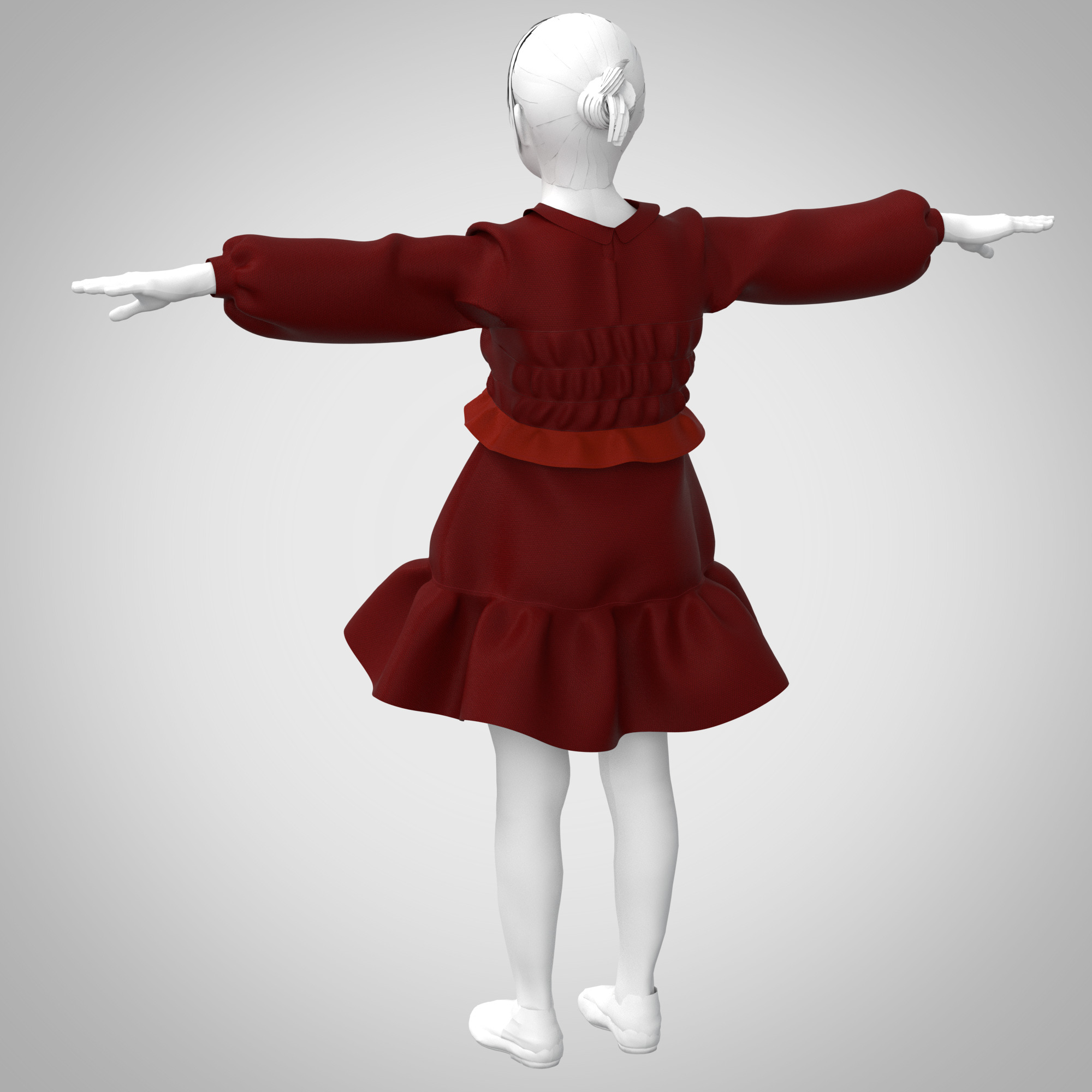 girls party dress rigged model Low-poly 3D model_17