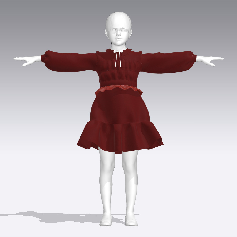 girls party dress rigged model Low-poly 3D model_7