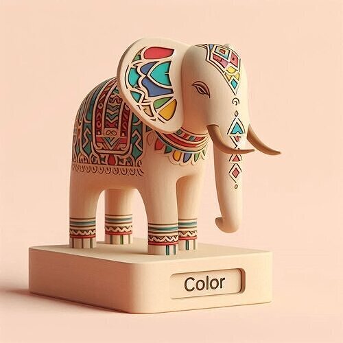1000Color 3D Model Totem Style  Elephant on Pedestal 3D print model